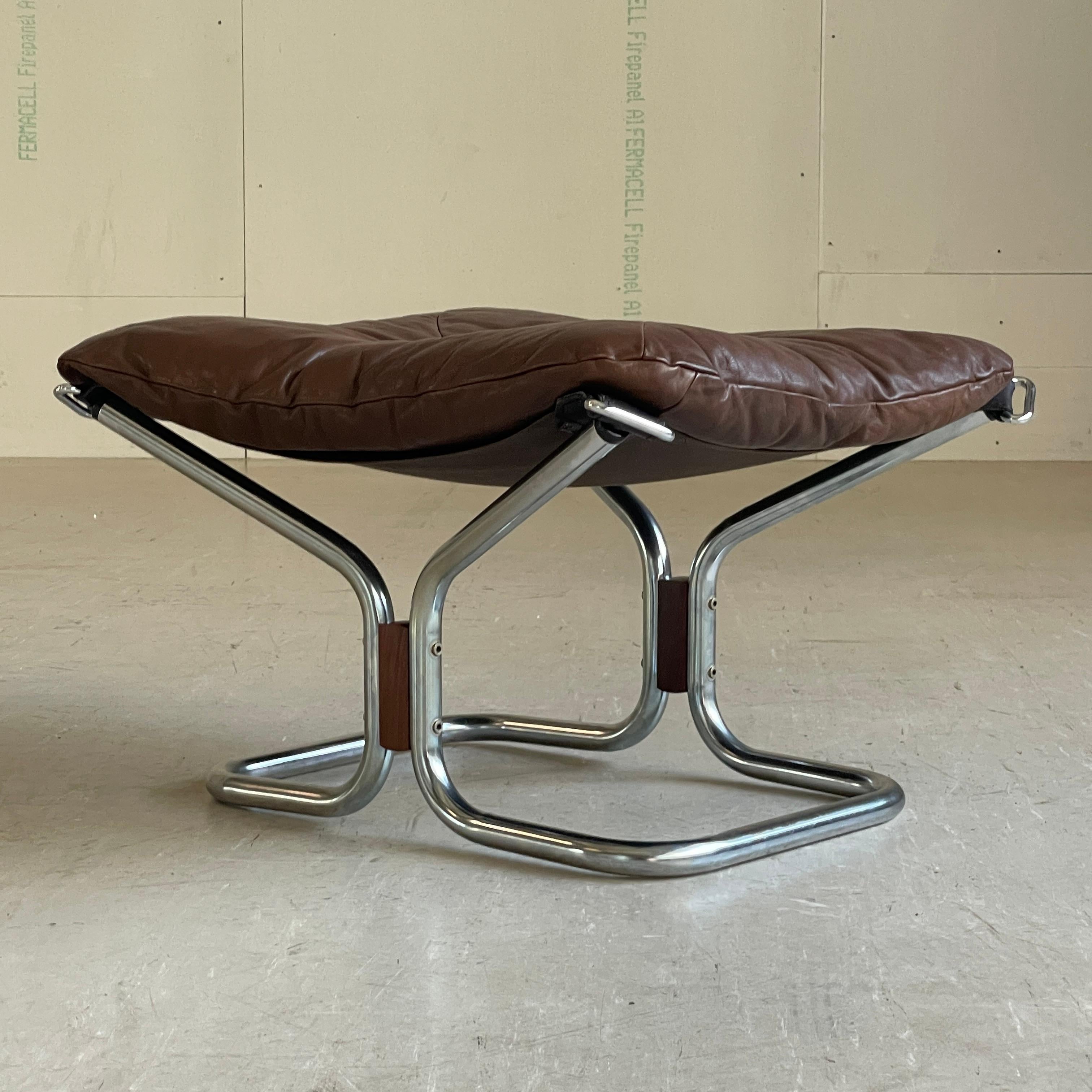 20th Century 1970's Ingmar Relling leather ottoman No. 2 For Sale