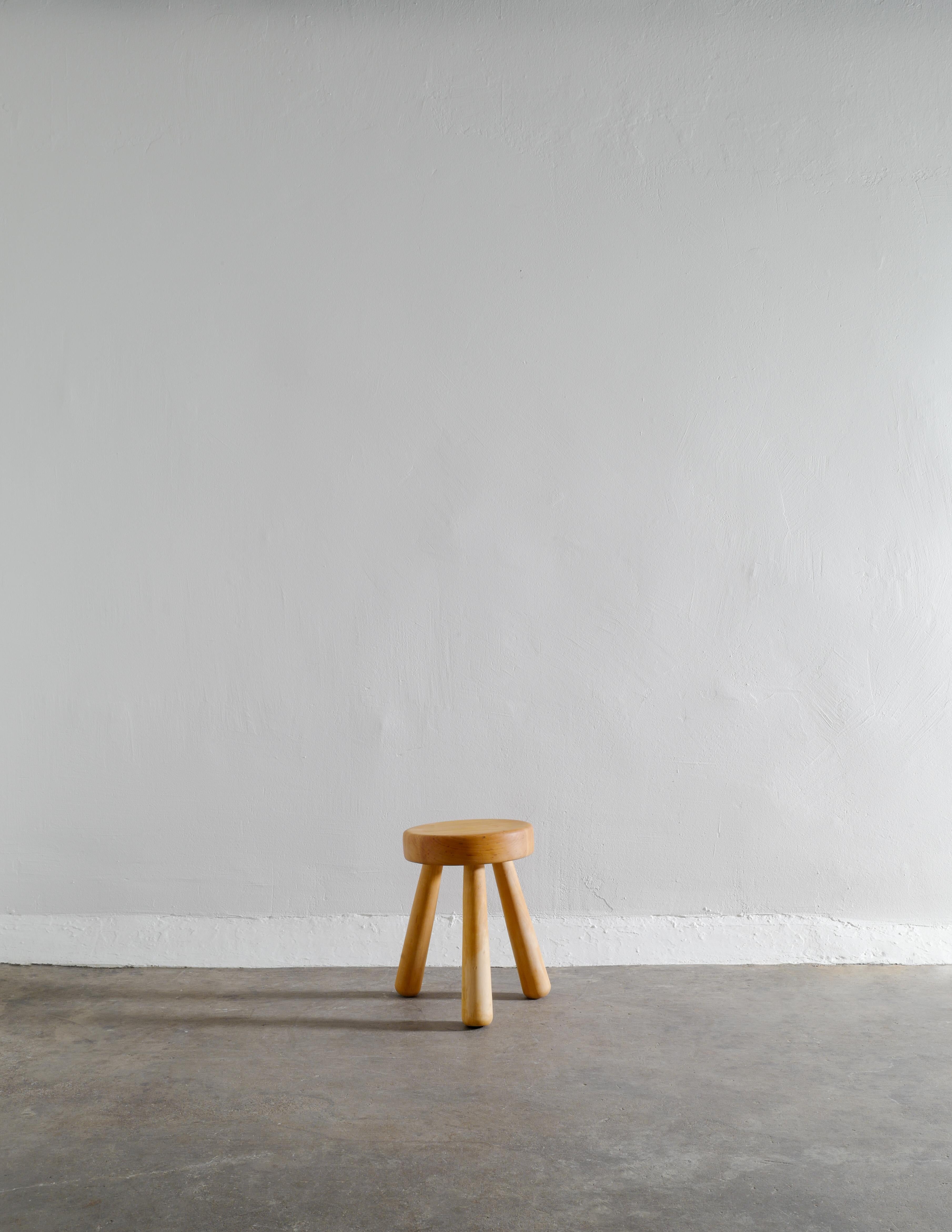 Scandinavian Modern Ingvar Hildingsson Stool Birch produced by IH Slöjd Sweden, ca 1970s