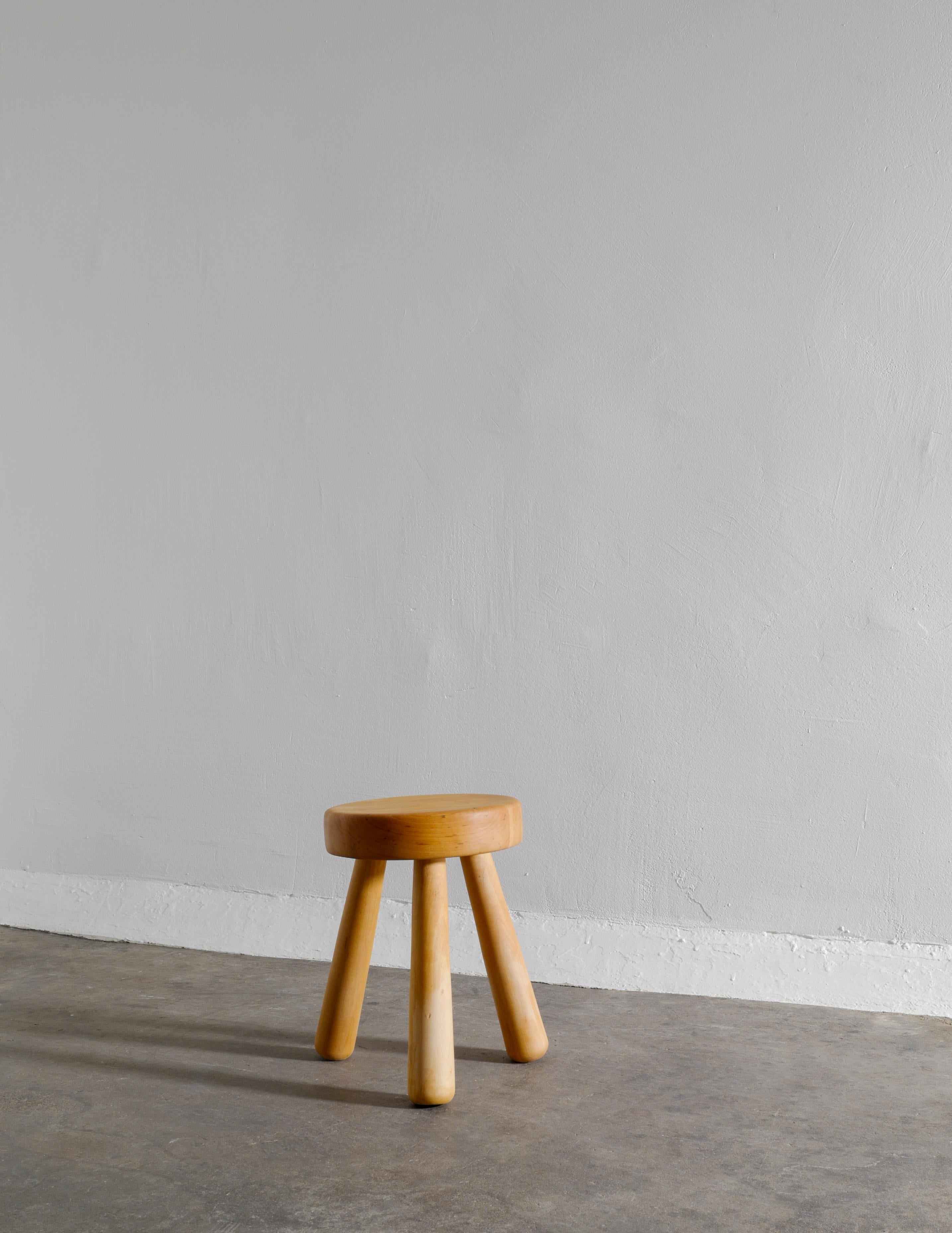 European Ingvar Hildingsson Stool Birch produced by IH Slöjd Sweden, ca 1970s