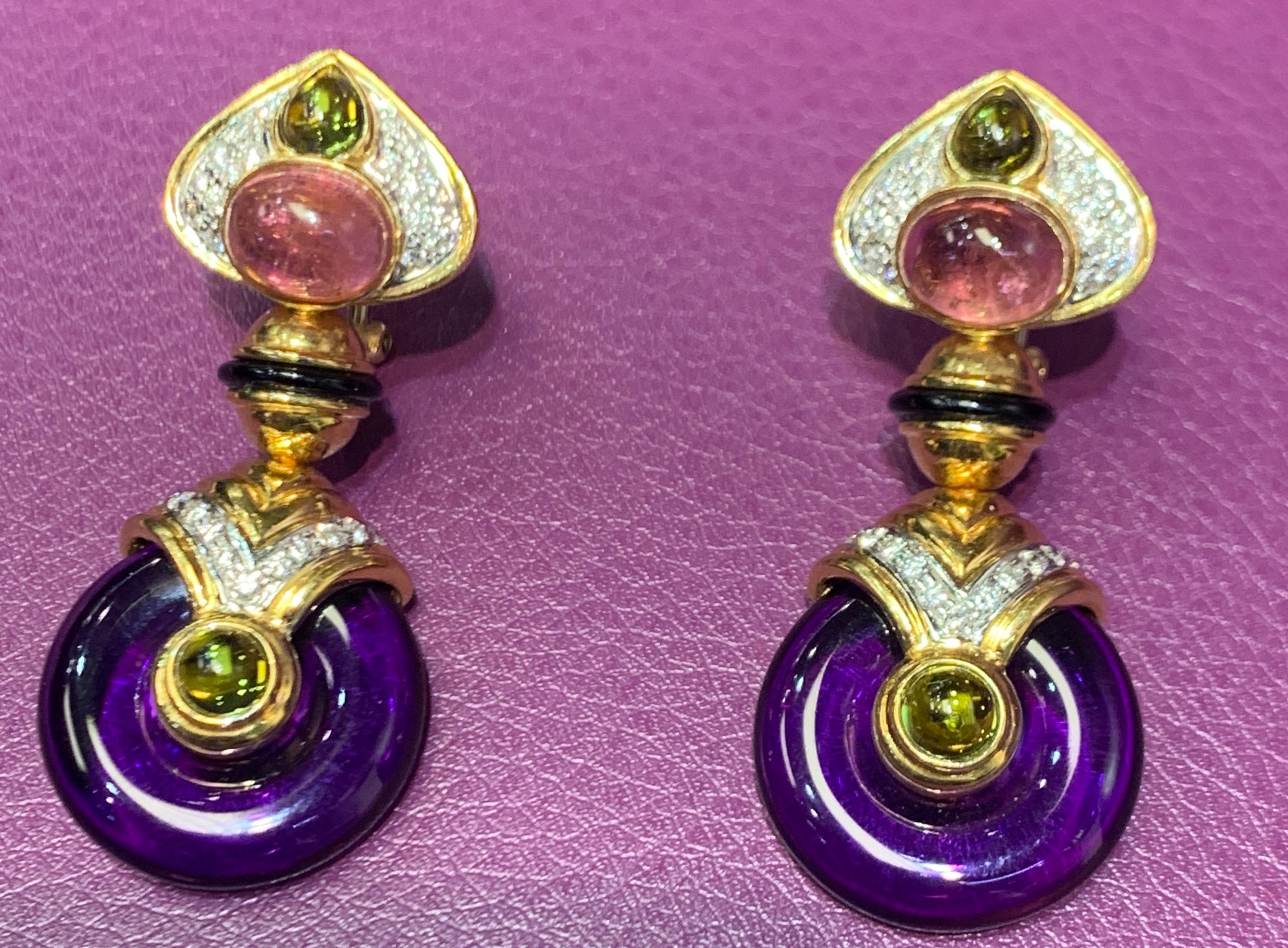 1970s Interchangeable Gem Set Earrings In New Condition In New York, NY