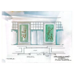 1970s Interior Design Drawing “Al Andalus” for Sheikh Youssef A. El Khereiji