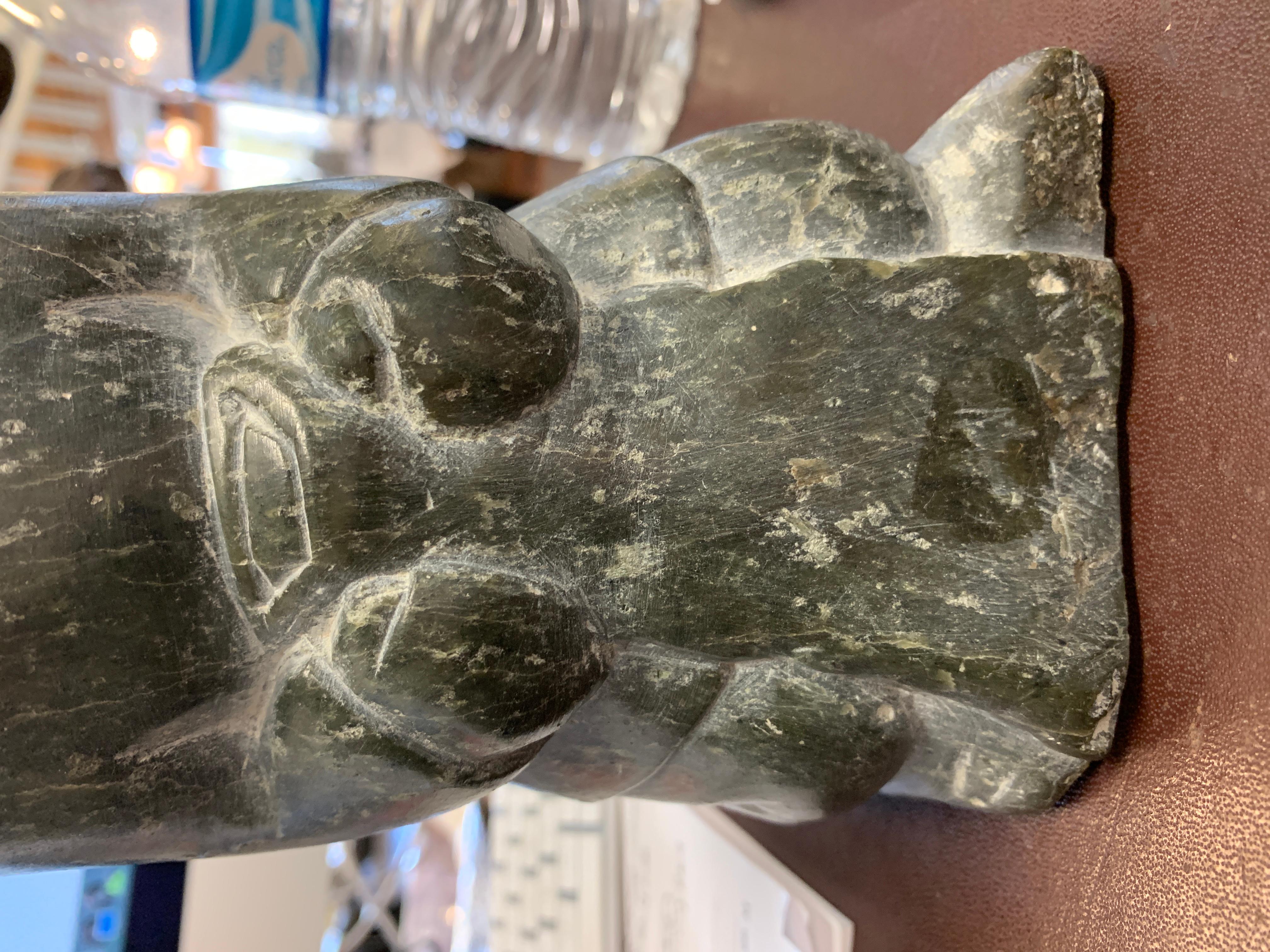 1970's Inuit Eskimo Soapstone carving of a Native American 2