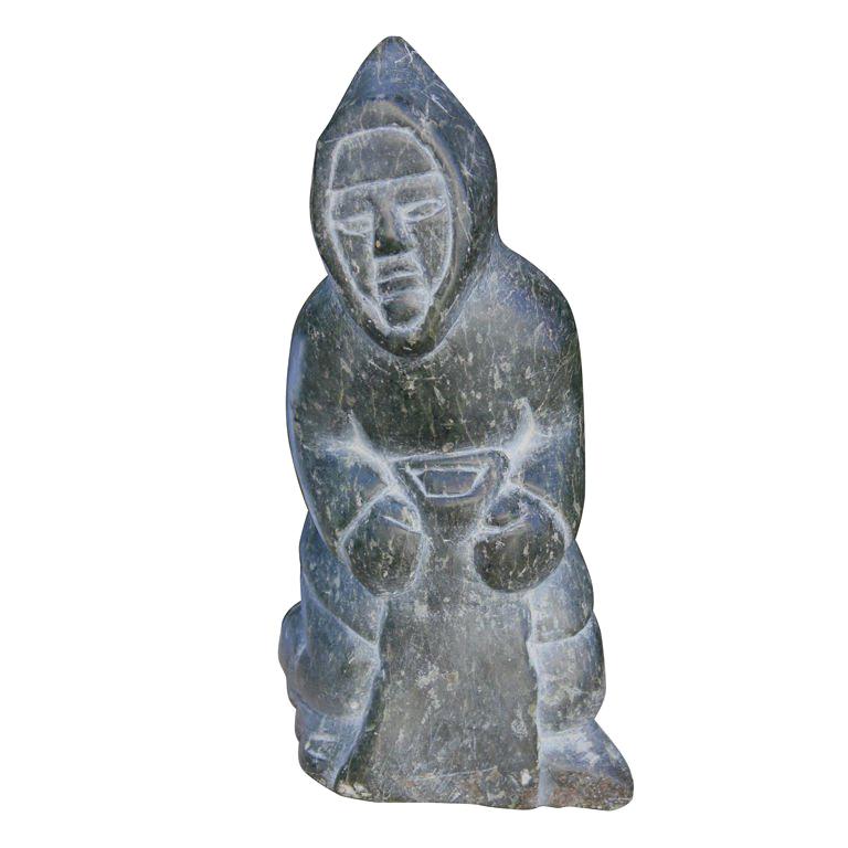 1970's Inuit Eskimo Soapstone carving of a Native American For Sale at