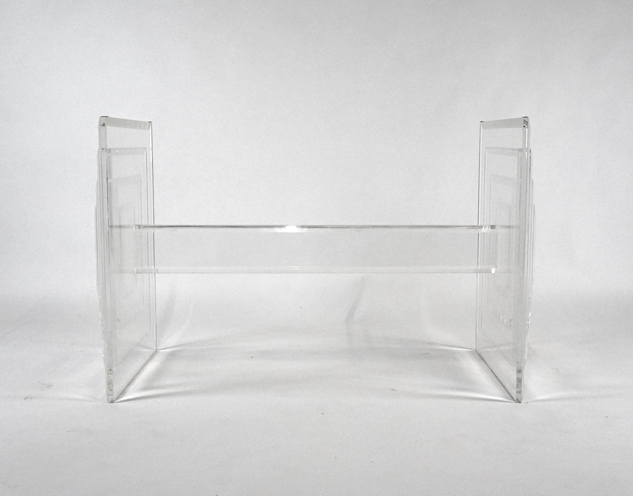 Mid-Century Modern 1970s 'Invisible' Lucite and Glass Dining Table Manner of Charles Hollis Jones