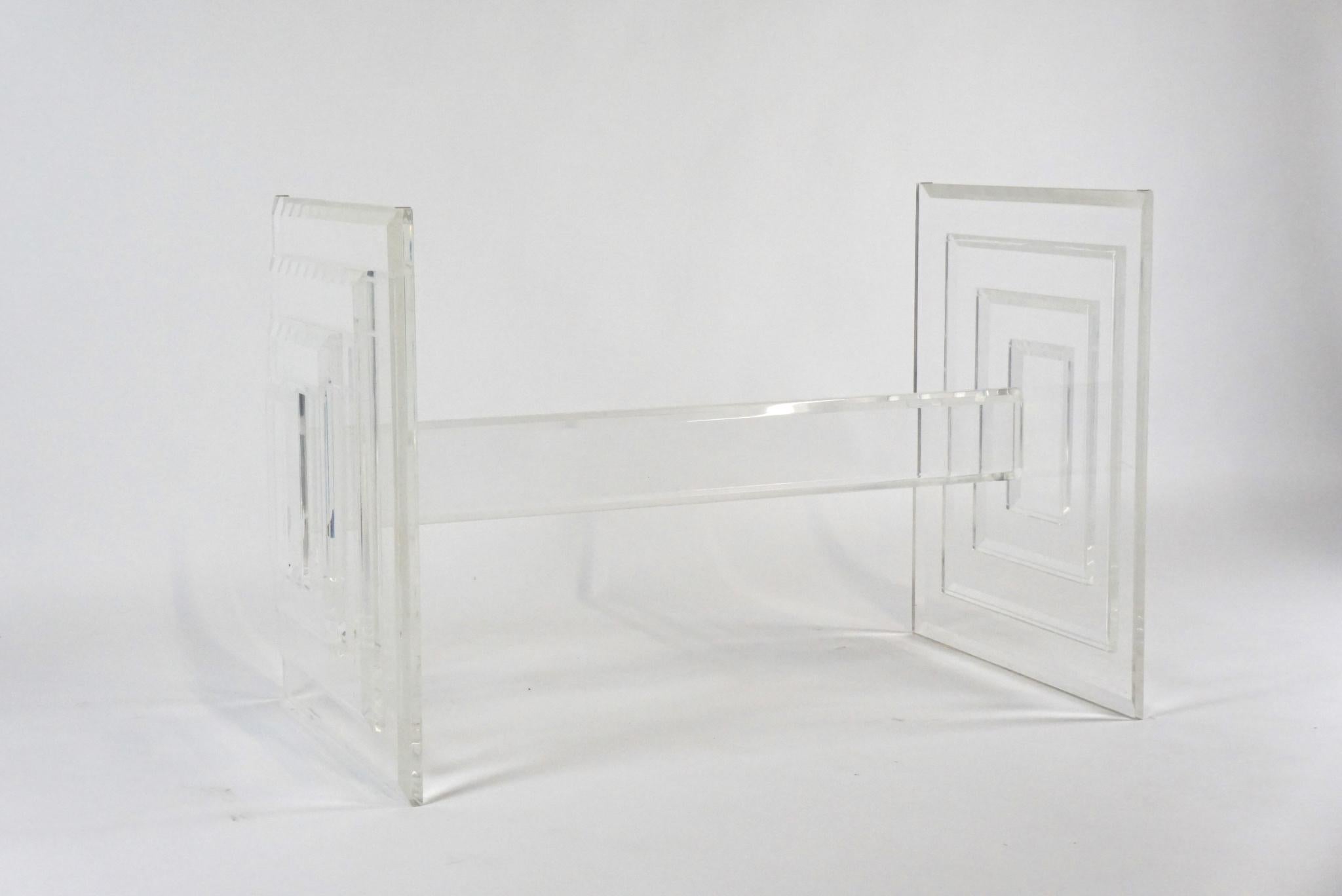 American 1970s 'Invisible' Lucite and Glass Dining Table Manner of Charles Hollis Jones