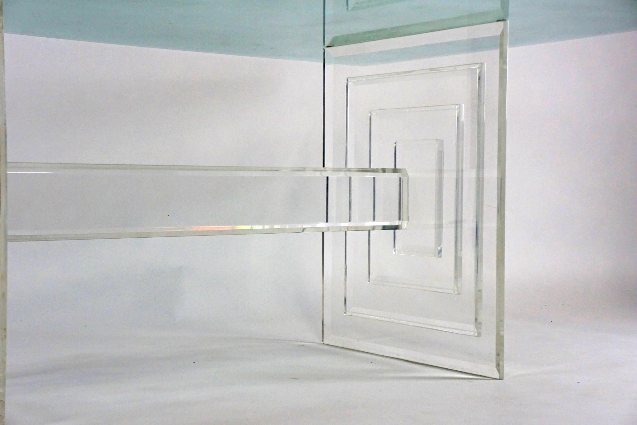 Late 20th Century 1970s 'Invisible' Lucite and Glass Dining Table Manner of Charles Hollis Jones
