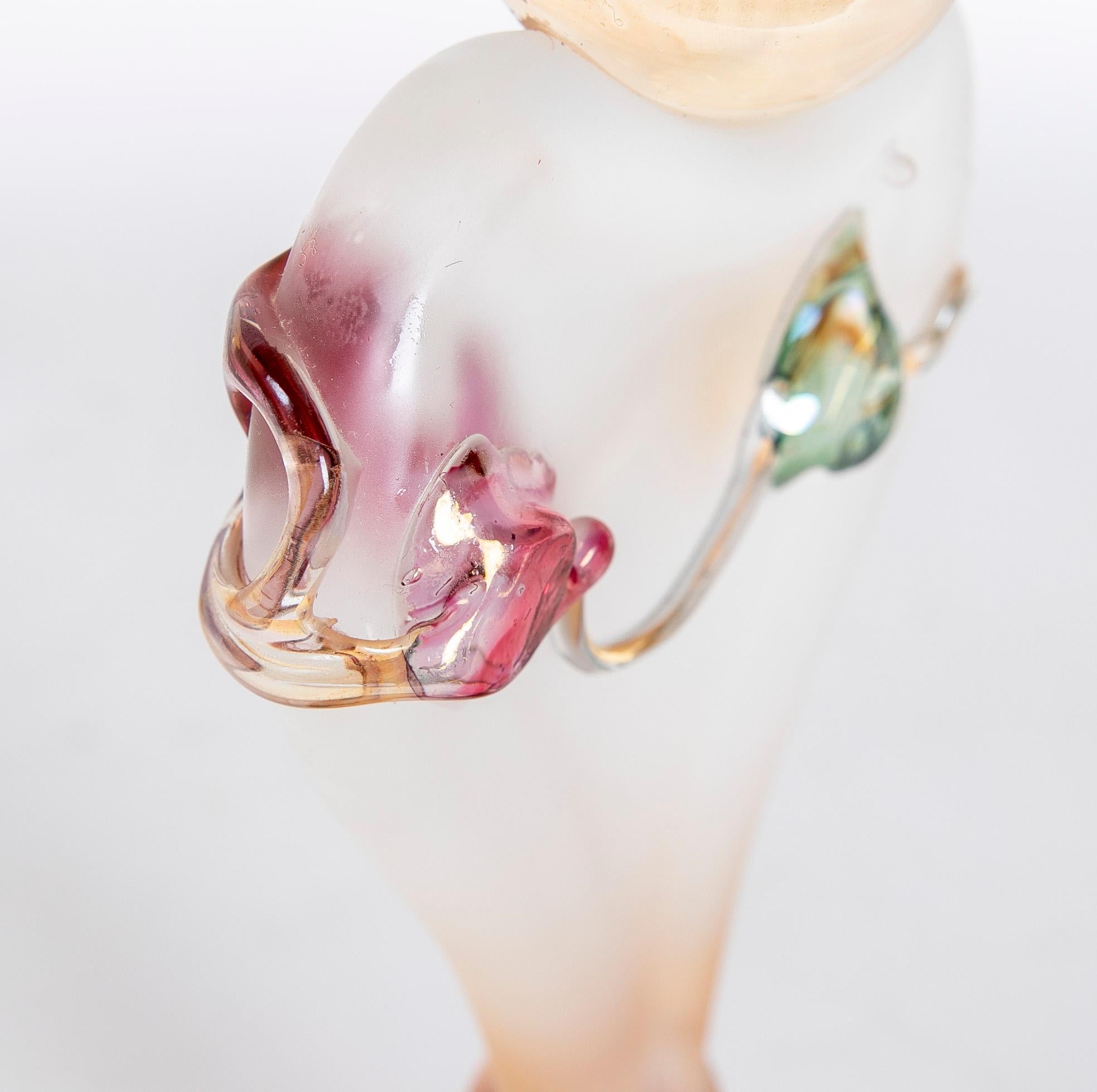 Tamaianische mundgeblasene Art-déco-Vase aus farbigem Kristall, 1970er Jahre im Angebot 5