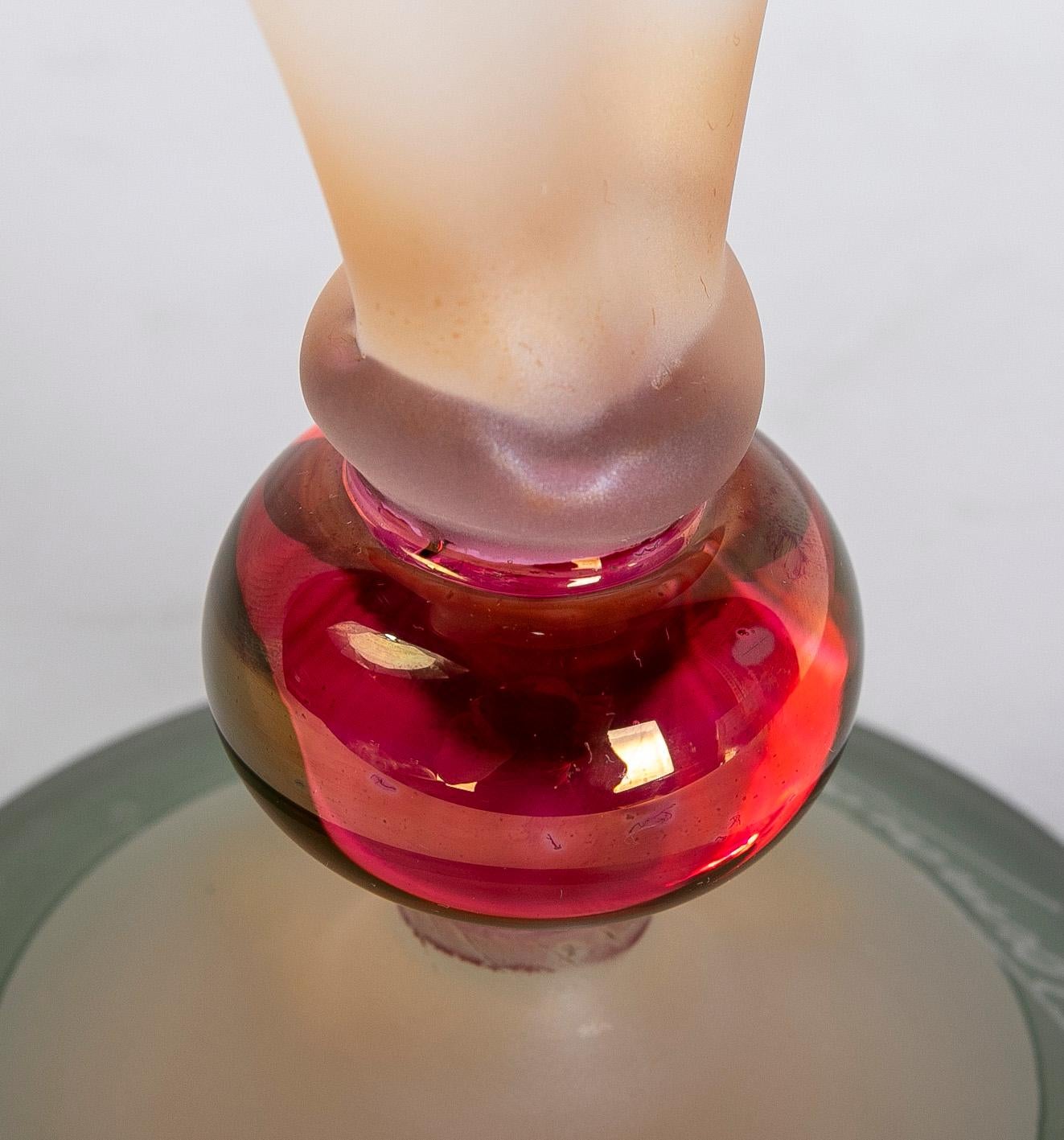 Vase en cristal coloré soufflé à la main Ion Tamaian Art-Deco des années 1970 en vente 6