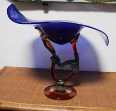 Jarrón de cristal soplado de color Art-Deco de los años 70 Ion Tamaian