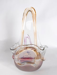 1970s Ion Tamaian Art-Deco Hand Blown Colored Crystal Vase