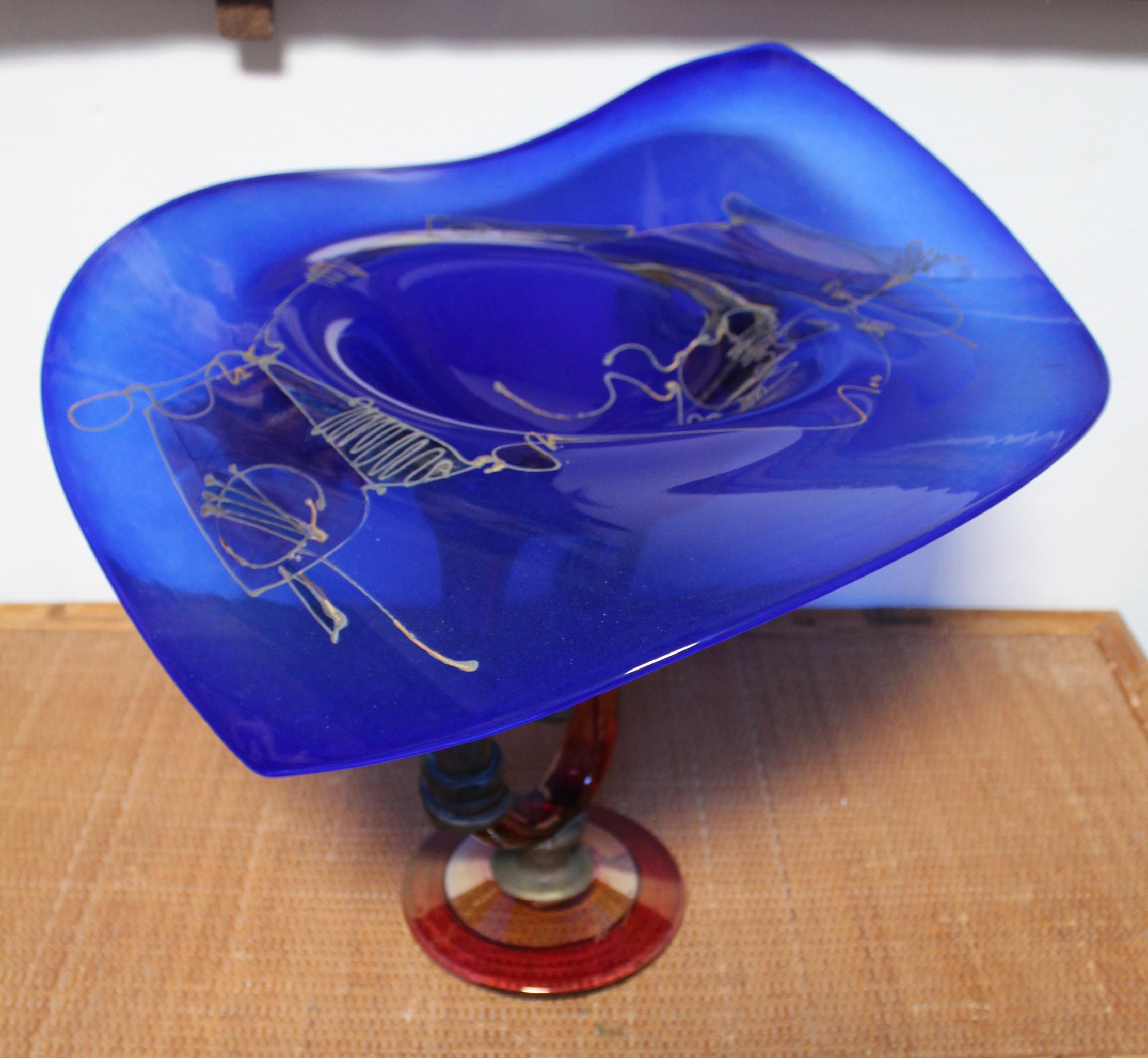 1970er Ion Tamaianische mundgeblasene farbige Kristallvase im Art-déco-Stil im Zustand „Gut“ im Angebot in Marbella, ES