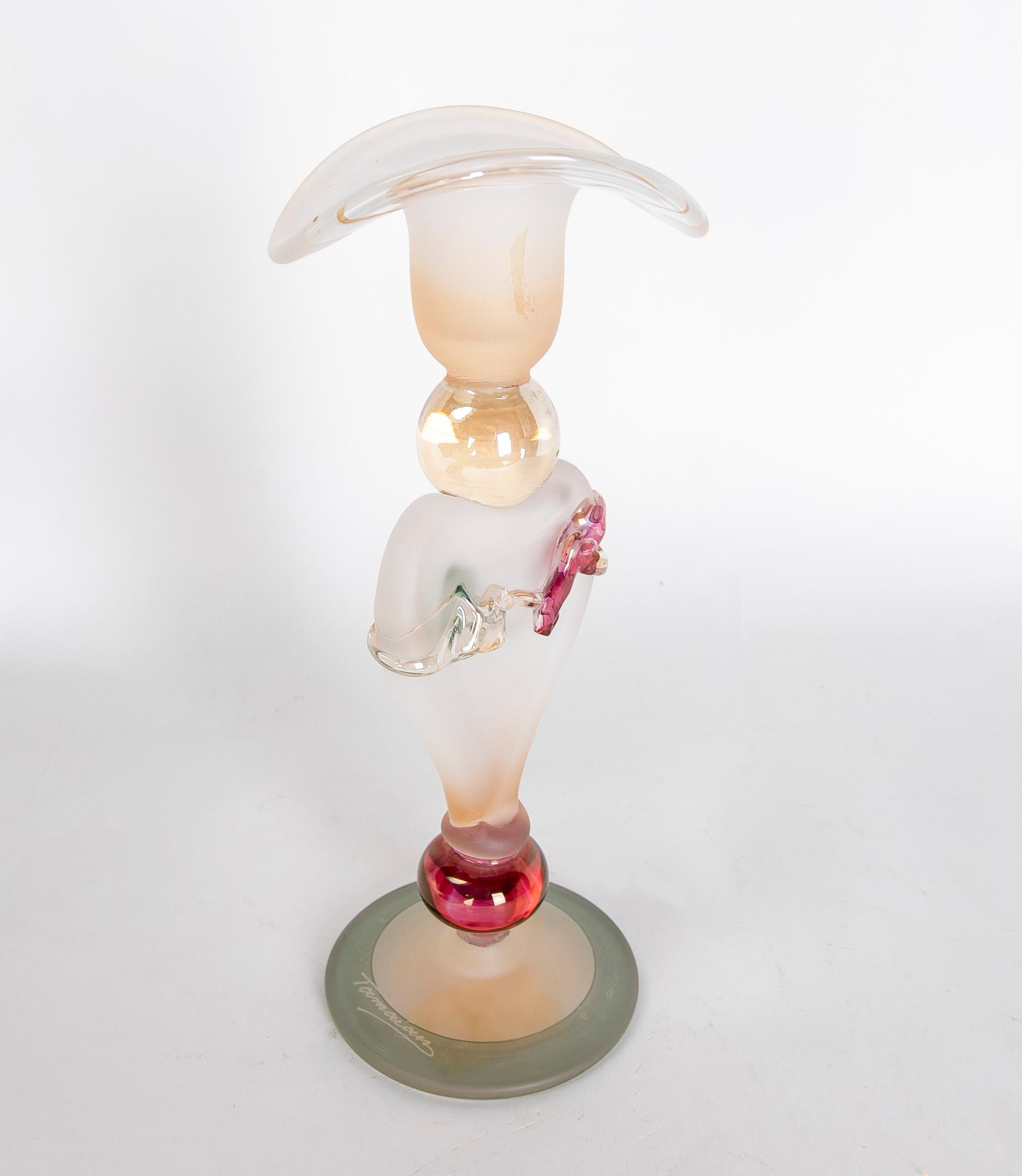 Vase en cristal coloré soufflé à la main Ion Tamaian Art-Deco des années 1970 Bon état - En vente à Marbella, ES