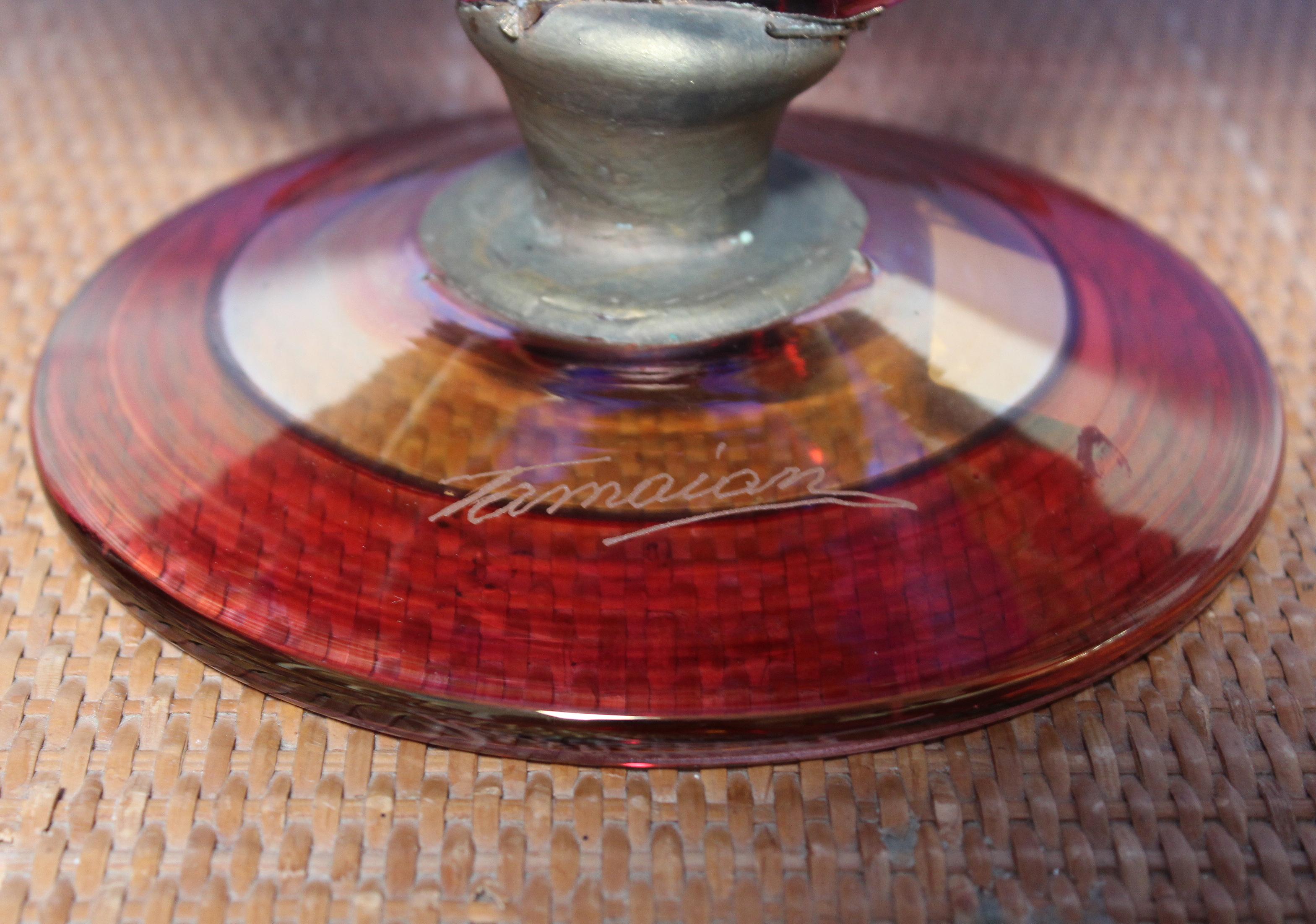1970s Ion Tamaian Art-Deco Hand Blown Colored Crystal Vase 1