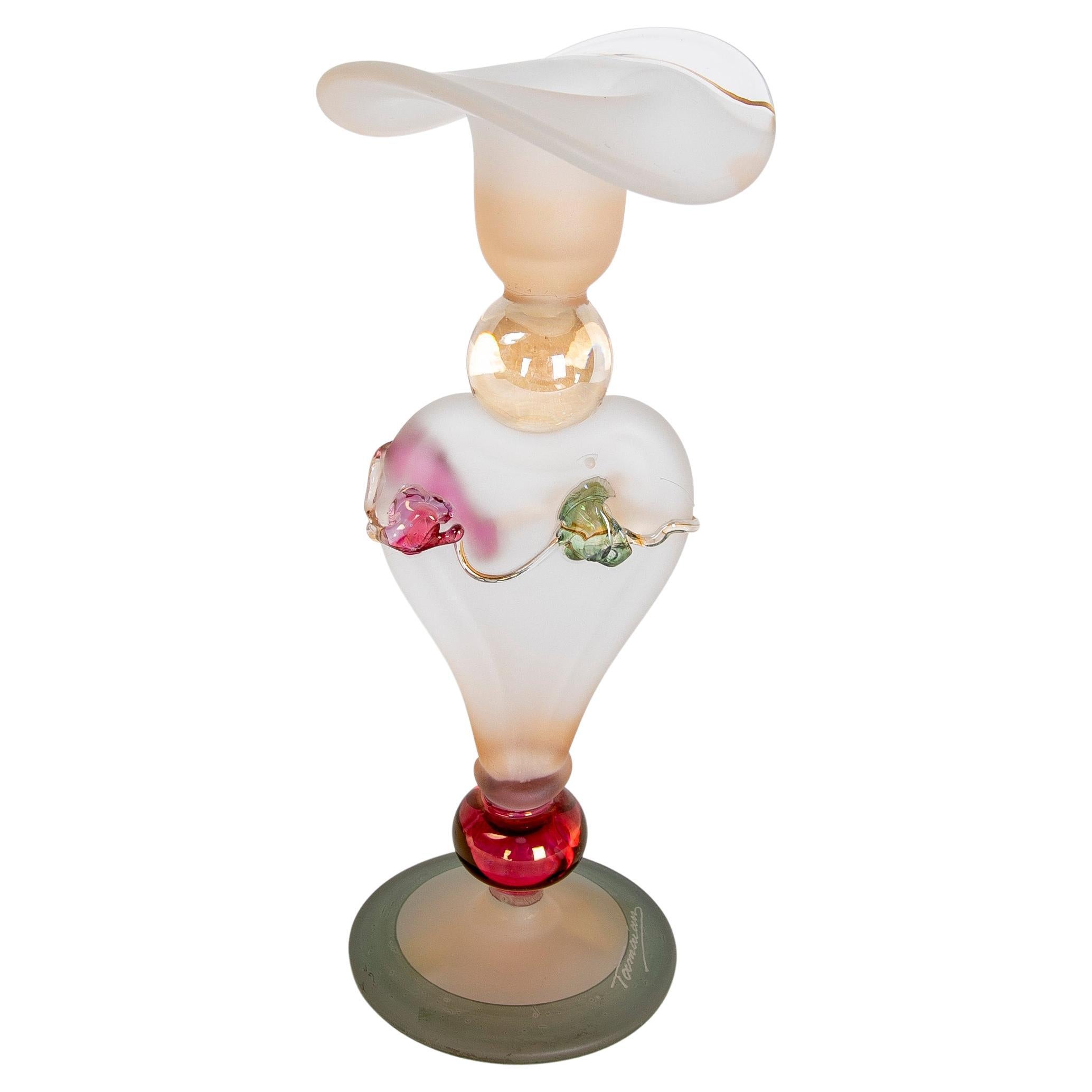 1970s Ion Tamaian Art-Deco Hand Blown Colored Crystal Vase For Sale