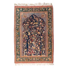 1970s Iranian Persian Wool and Silk Carpet Iran, 1, 000, 000 Knots/m2