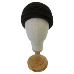 1970s Irene of New York Dark Grey Knit Turban
