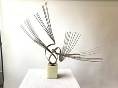 1970s Iron Abstract Sculpture On Marble Base