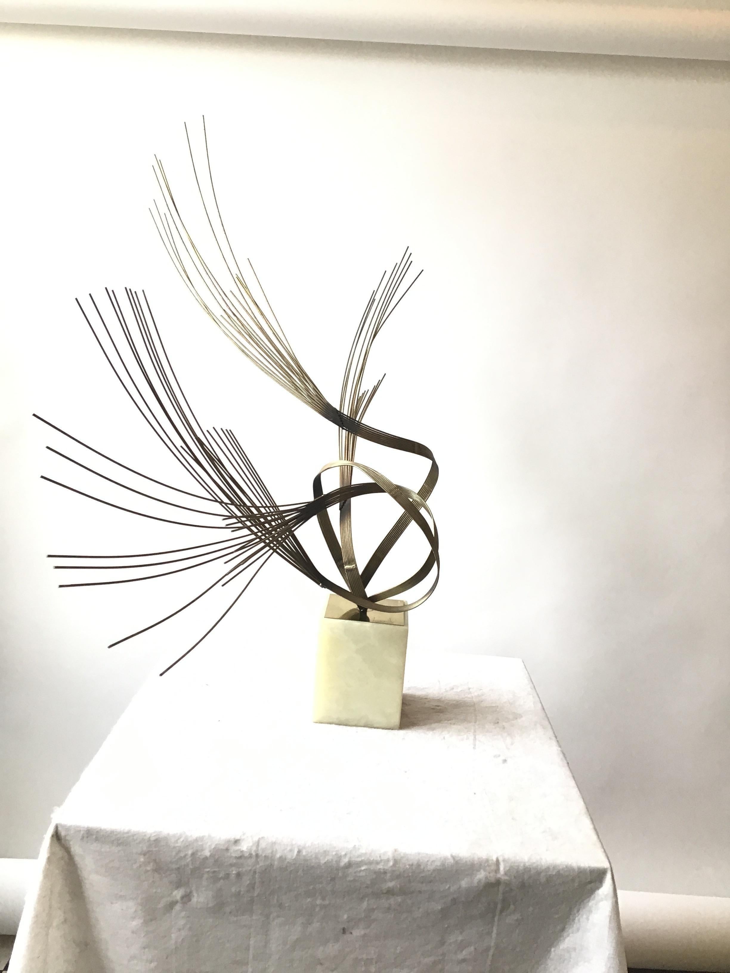 1970s Iron Abstract Sculpture On Marble Base In Good Condition For Sale In Tarrytown, NY