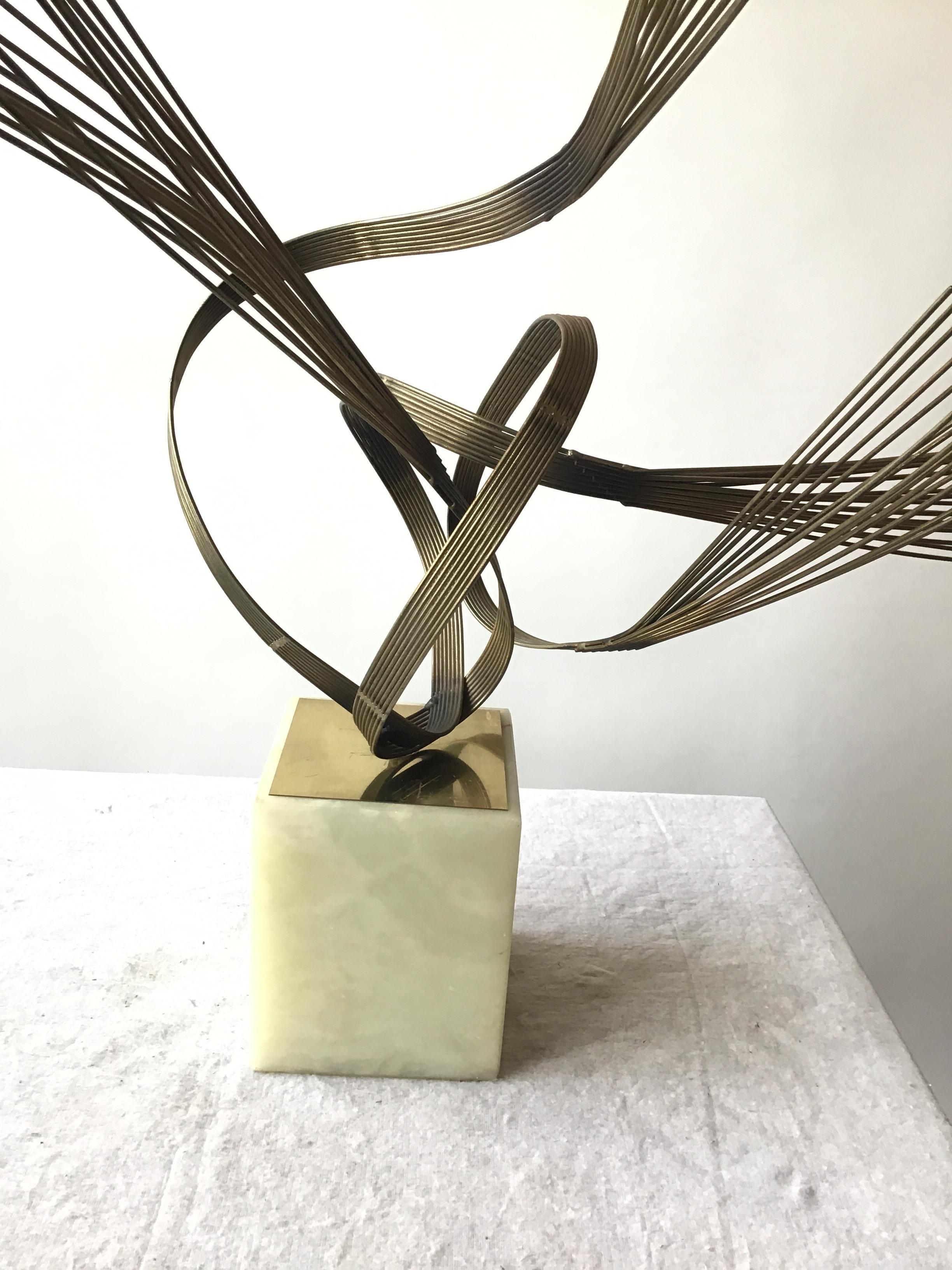 1970s Iron Abstract Sculpture On Marble Base For Sale 2