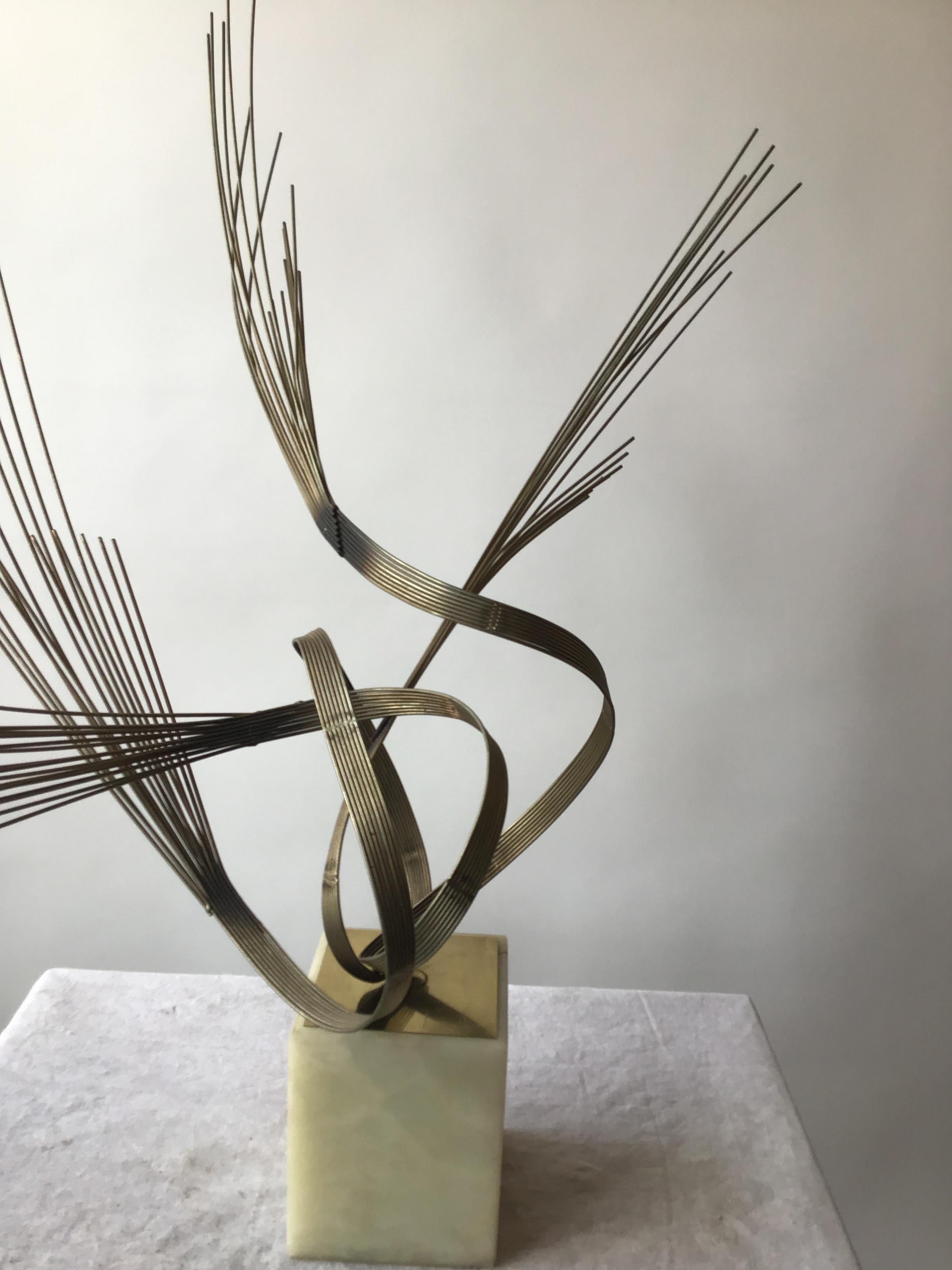 1970s Iron Abstract Sculpture On Marble Base For Sale 3
