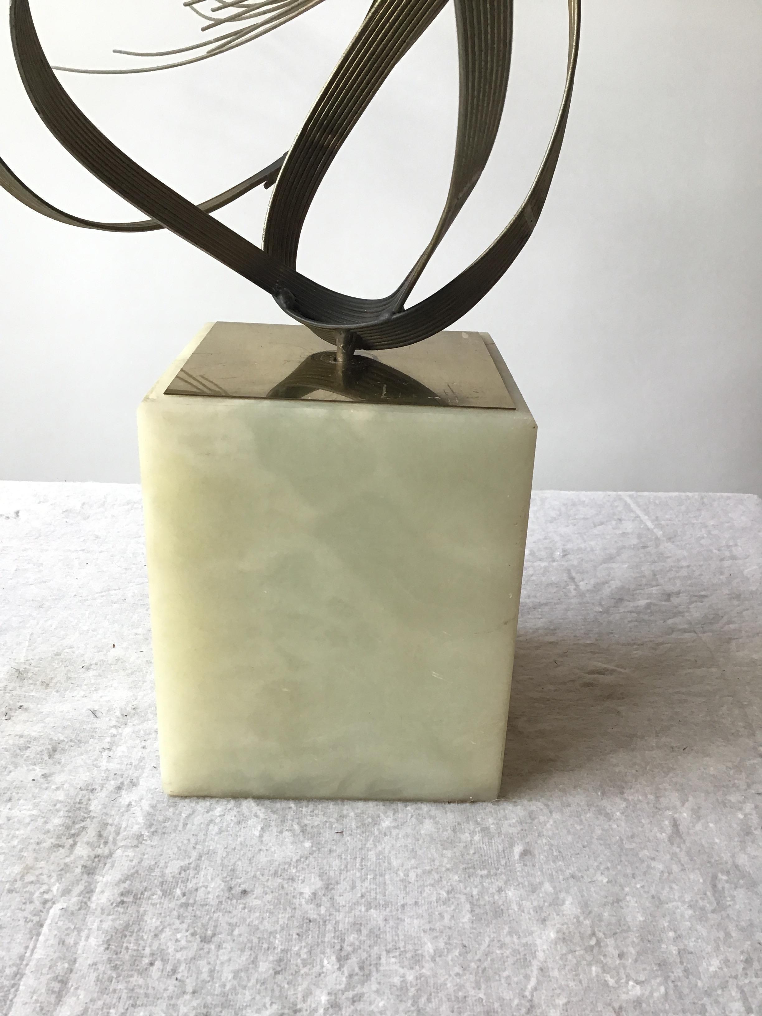 1970s Iron Abstract Sculpture On Marble Base For Sale 4