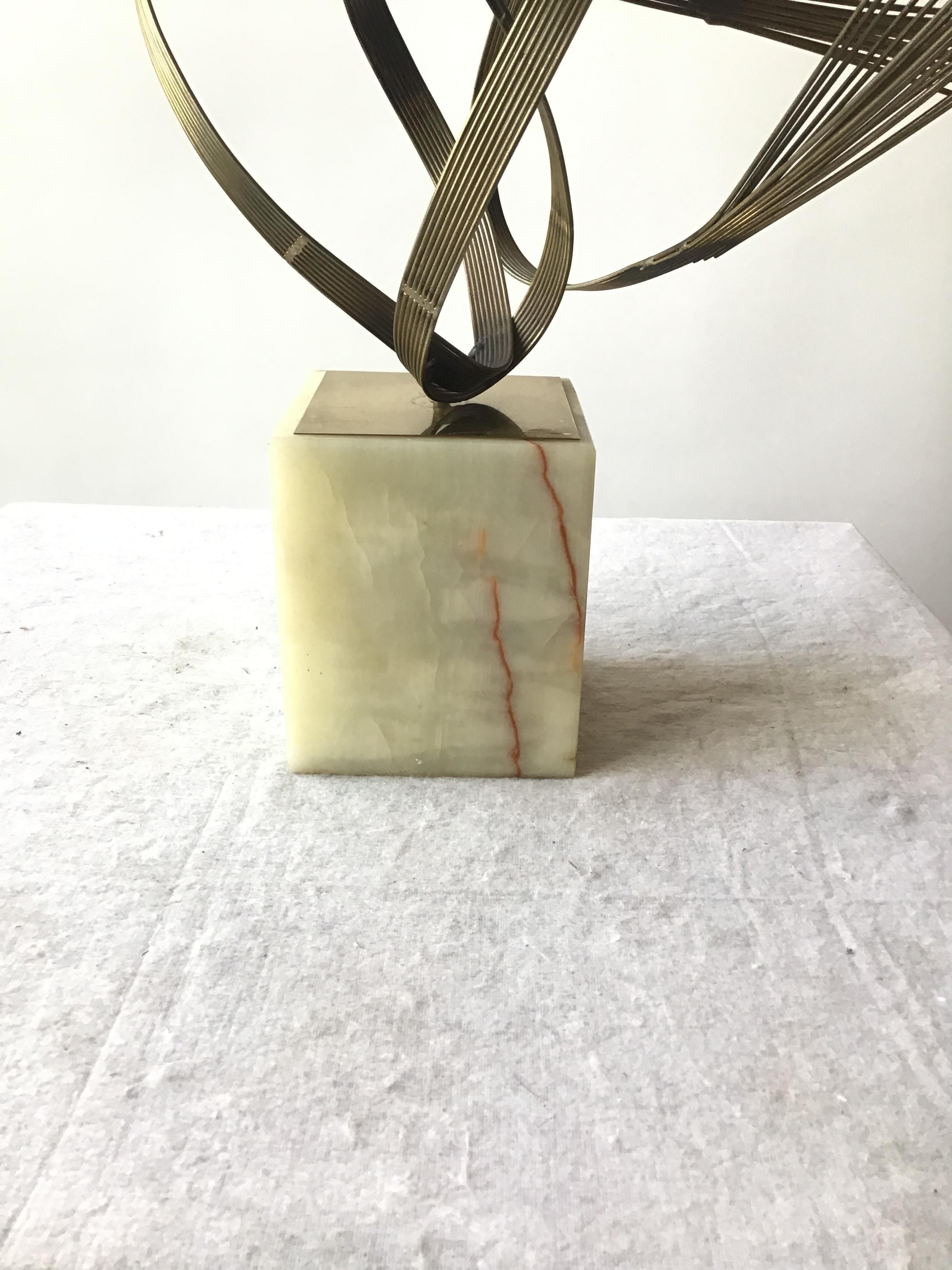 1970s Iron Abstract Sculpture On Marble Base For Sale 5