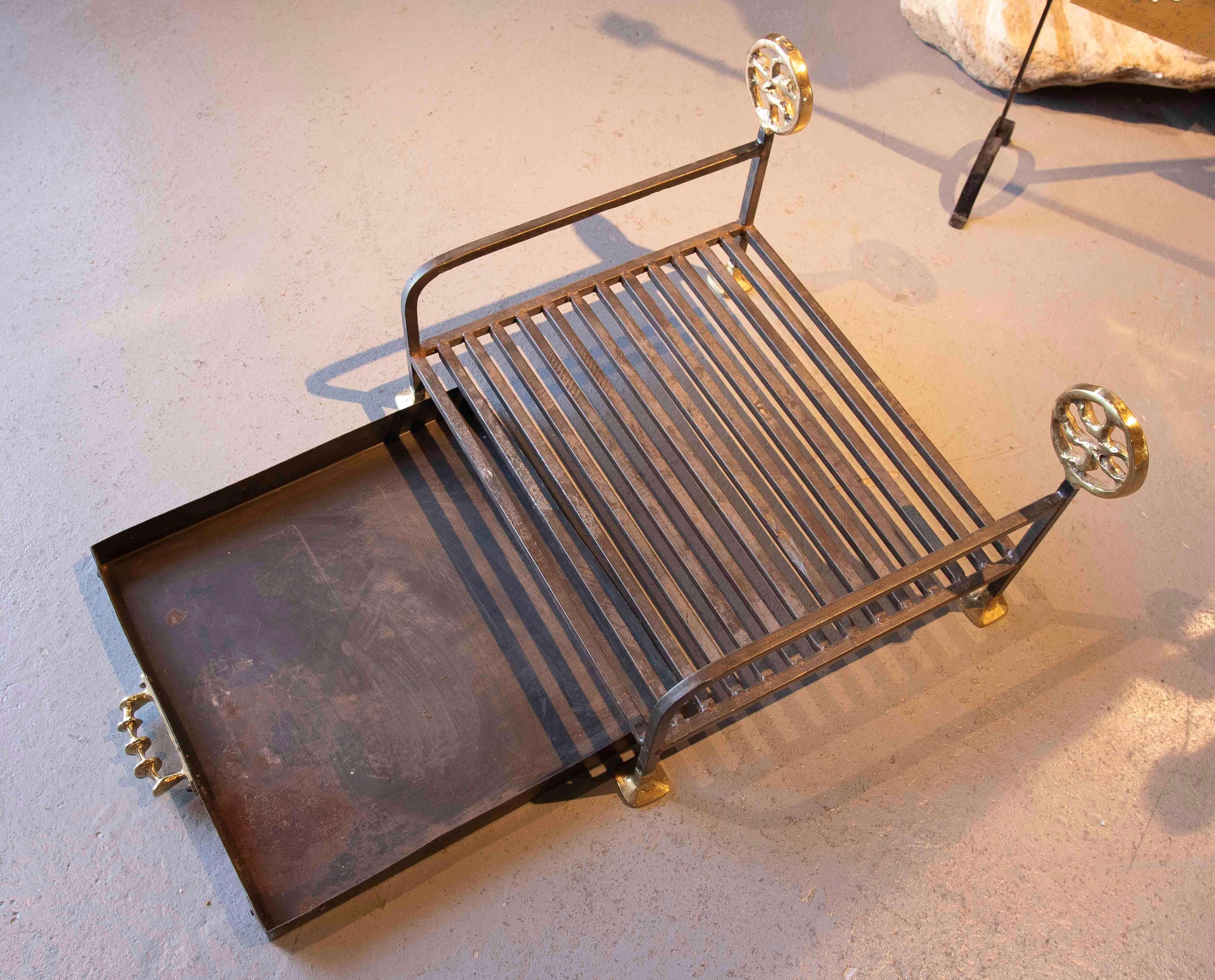 1970s Iron and Bronze Fireplace Log Holder by artist David Marshall For Sale 6