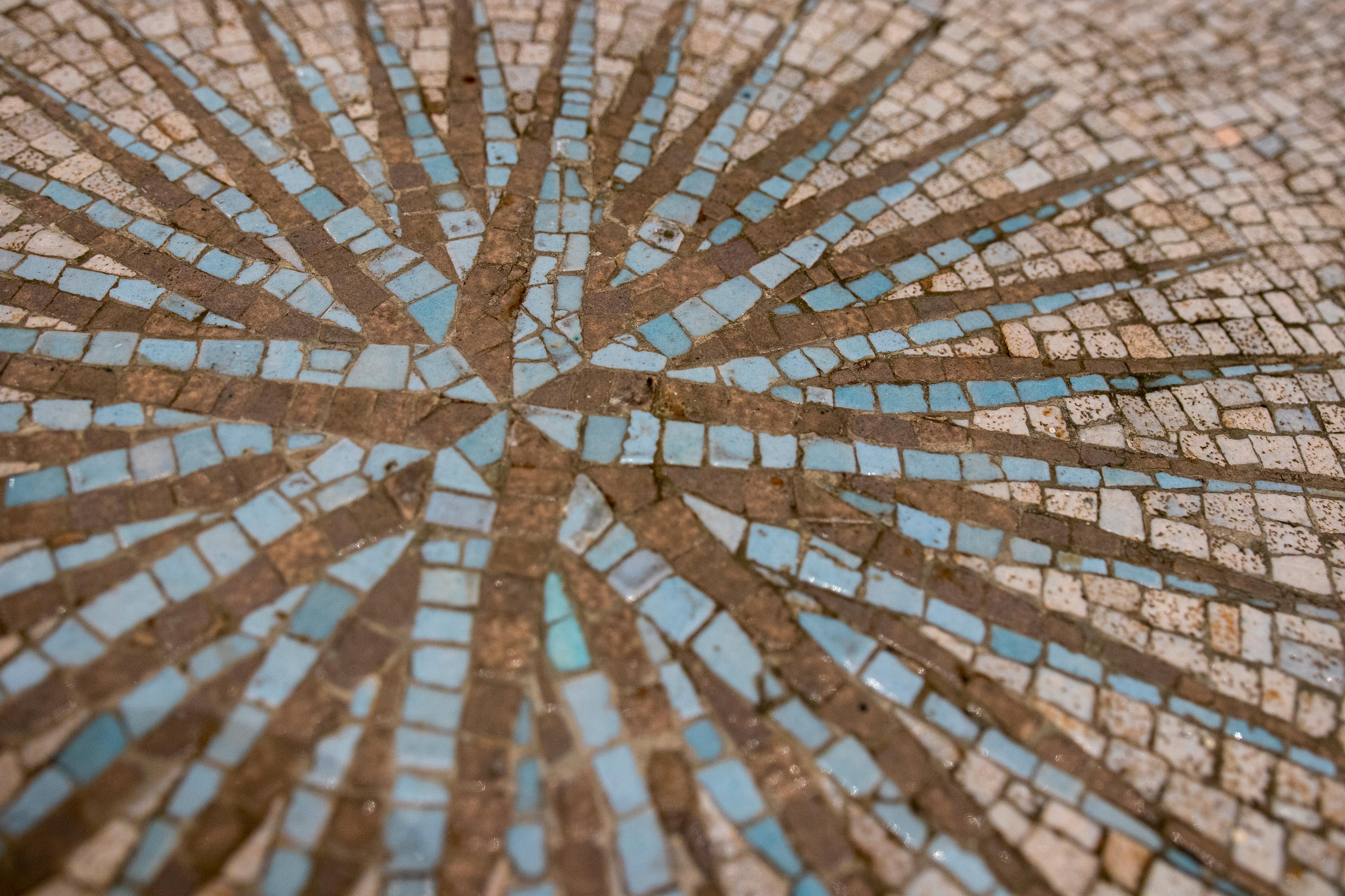 1970s Iron Coffee Table with Mosaic Top Representing the Zodiac 14