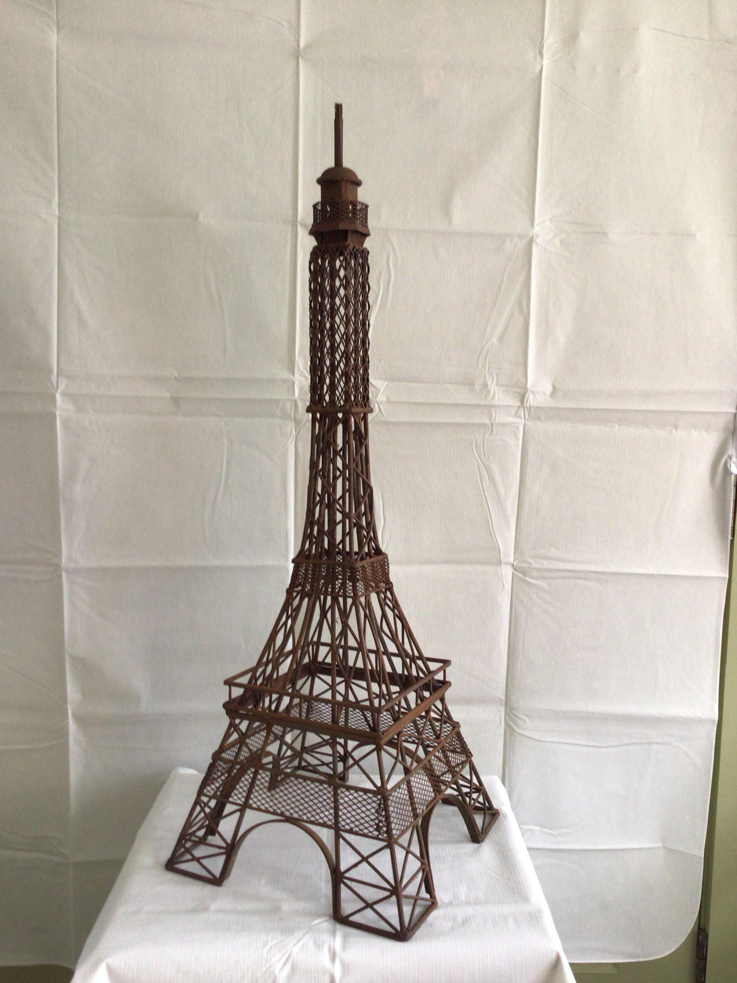 1970s heavy iron Eiffel Tower sculpture.