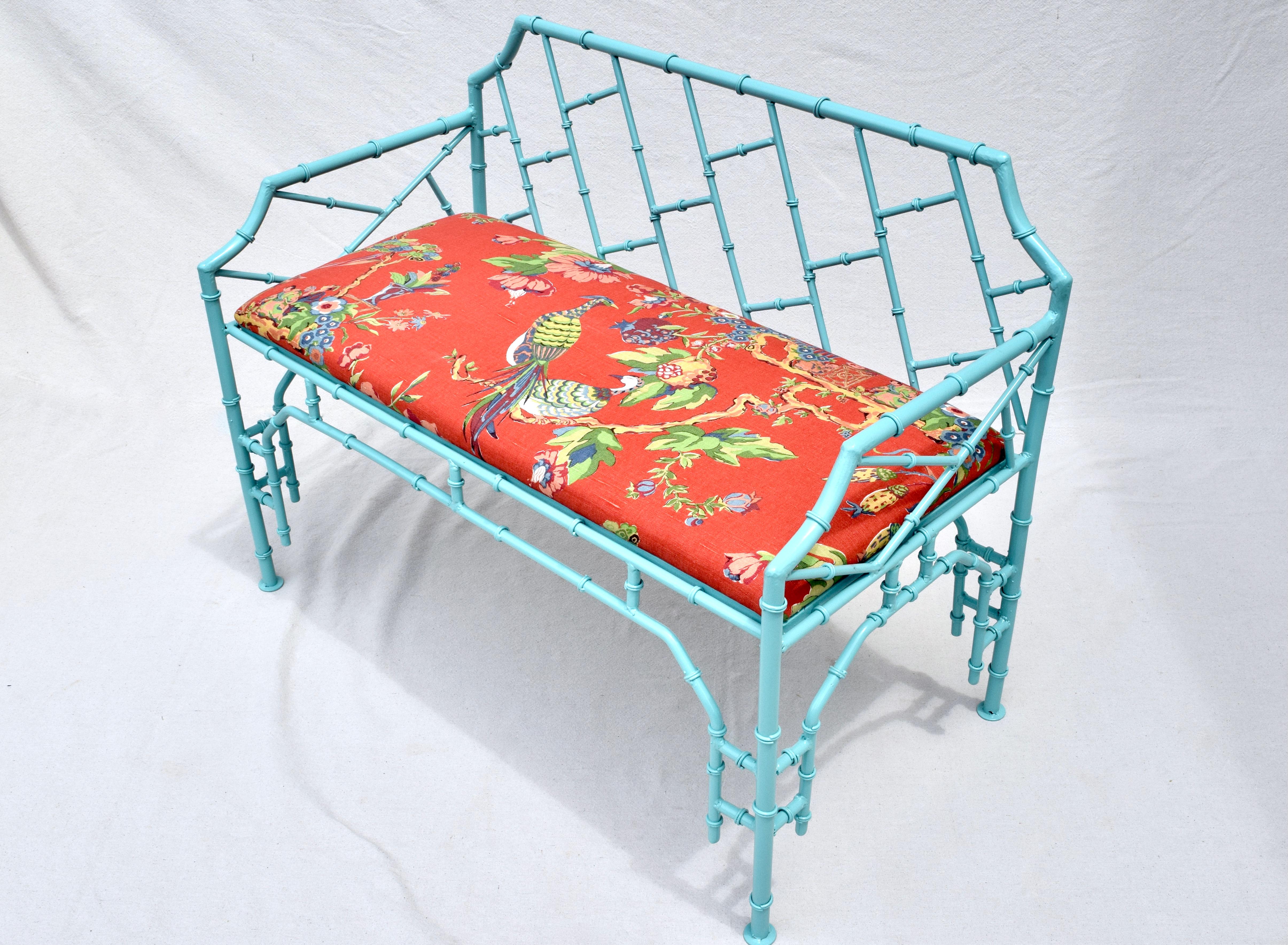 1970's Iron Faux Bamboo Settee 3