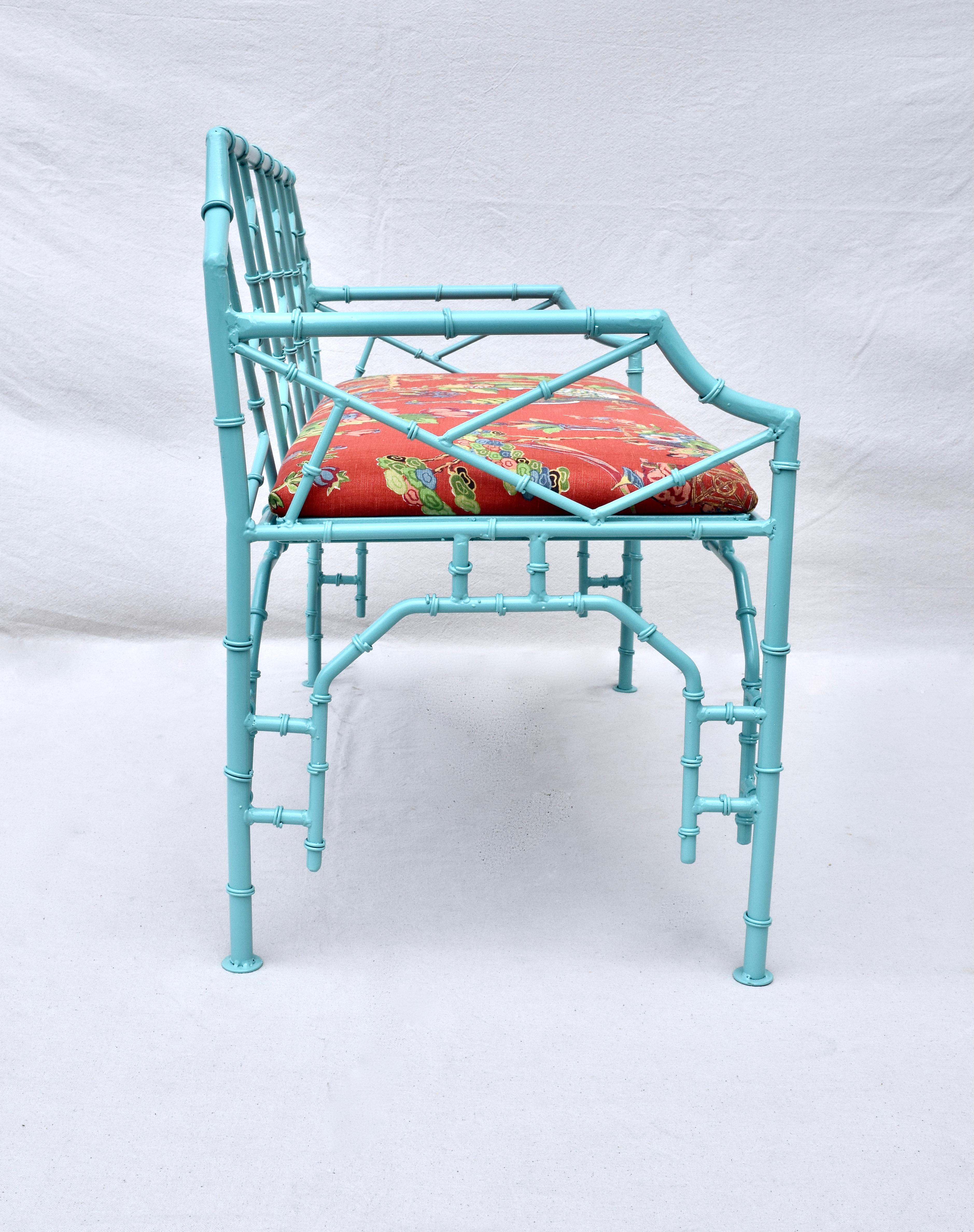 1970's Iron Faux Bamboo Settee In Excellent Condition In Southampton, NJ