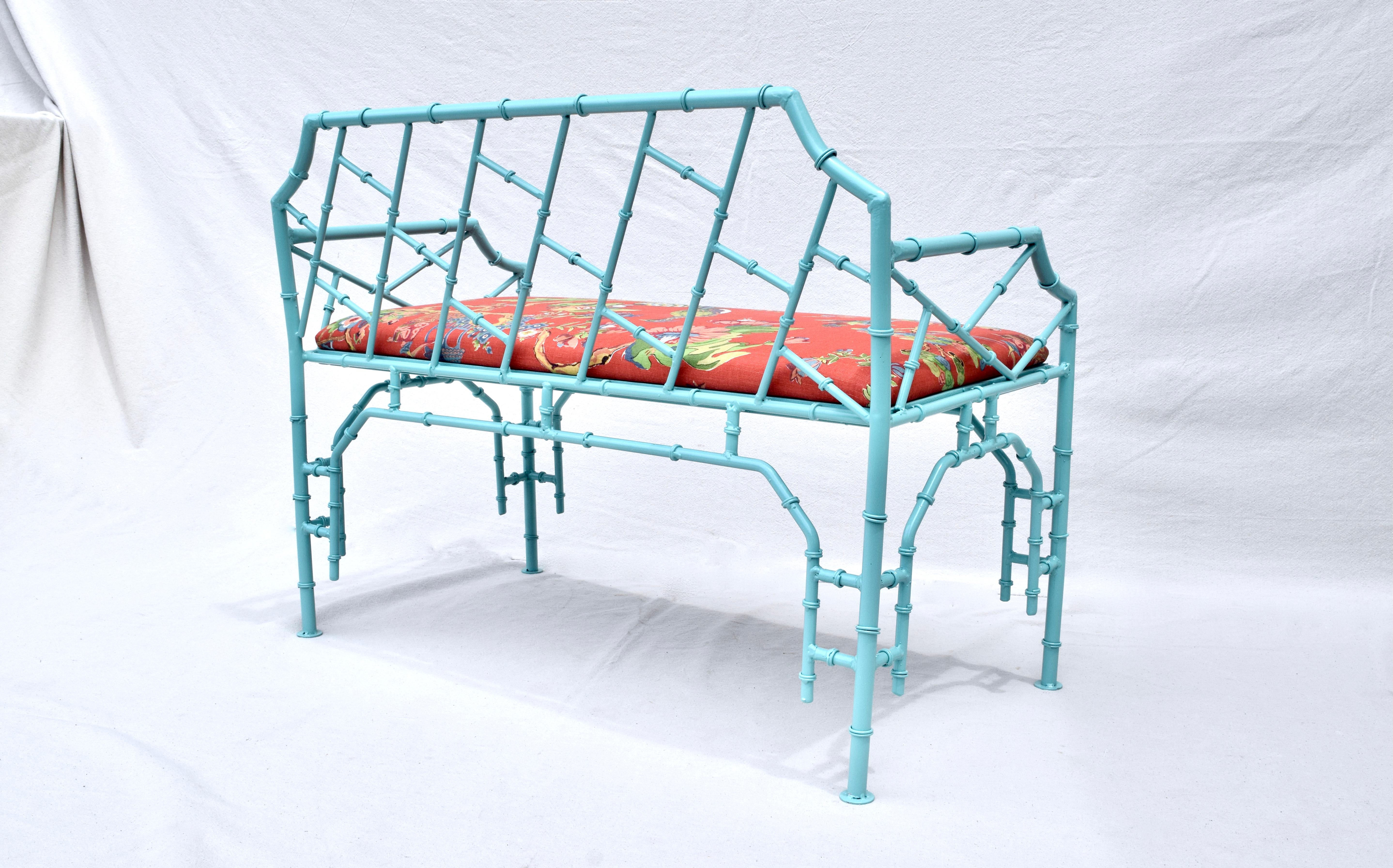 Late 20th Century 1970's Iron Faux Bamboo Settee