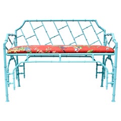 Retro 1970's Iron Faux Bamboo Settee