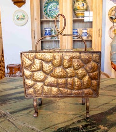 1970s Iron Floor Magazine Rack