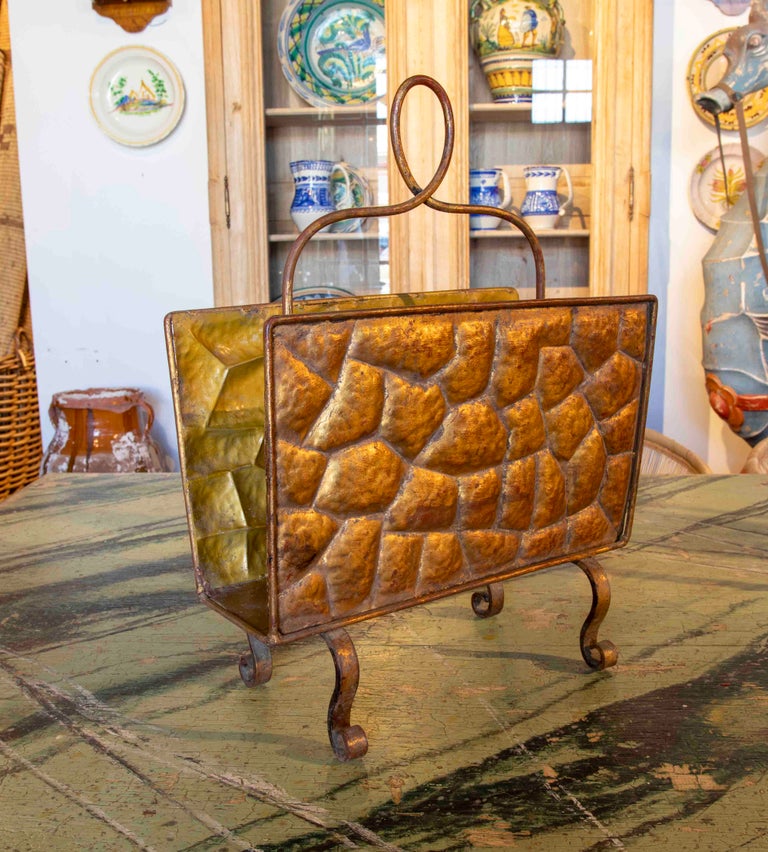 1970s Iron Floor Magazine Rack For Sale at 1stDibs