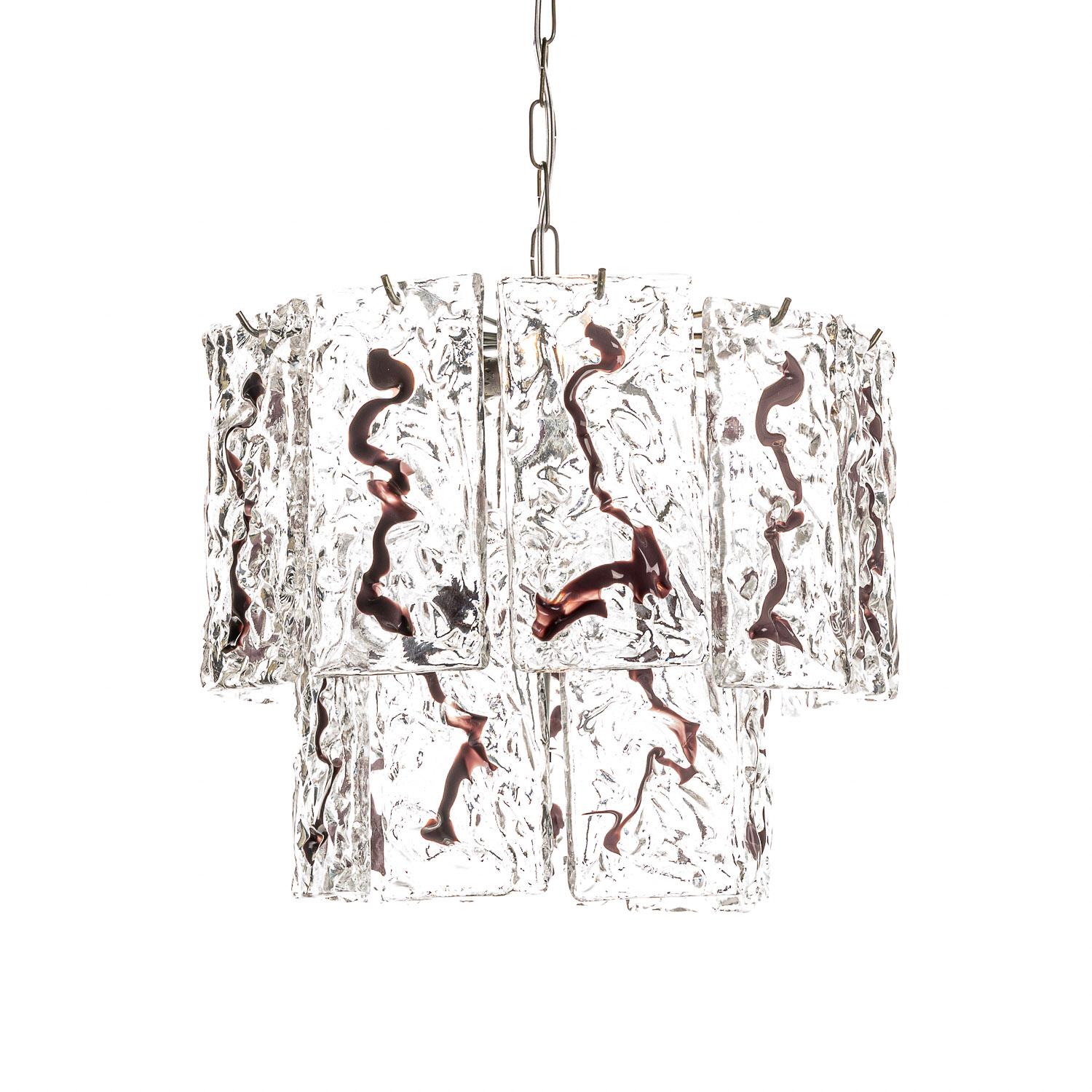 1970's Iron & Glass Chandelier by Vistose For Sale 5