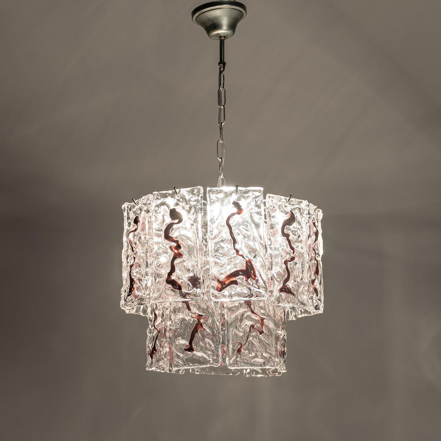 1970's Iron & Glass Chandelier by Vistose For Sale 6