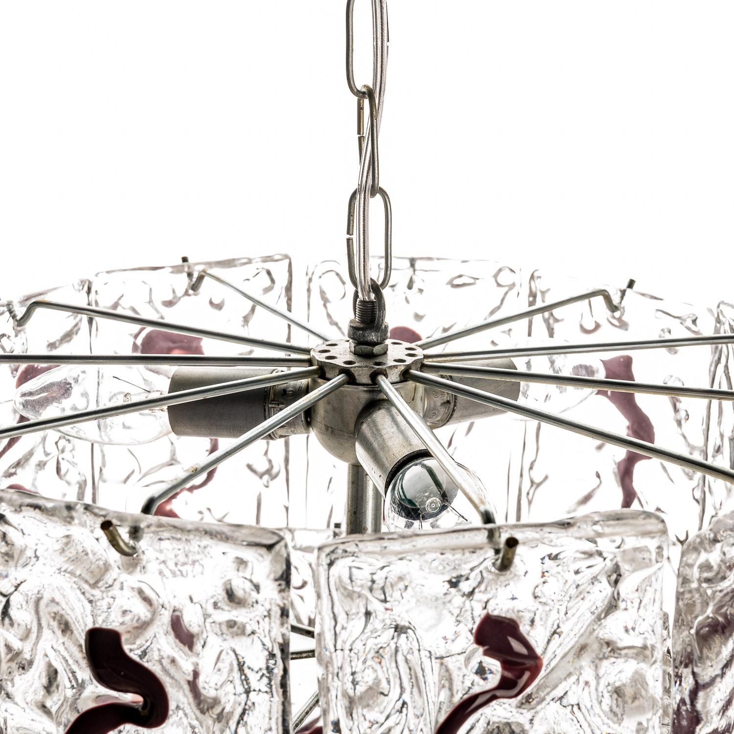 1970's Iron & Glass Chandelier by Vistose For Sale 1