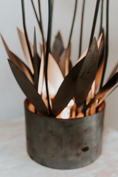 1970s Iron Lamp with Glass Flowers