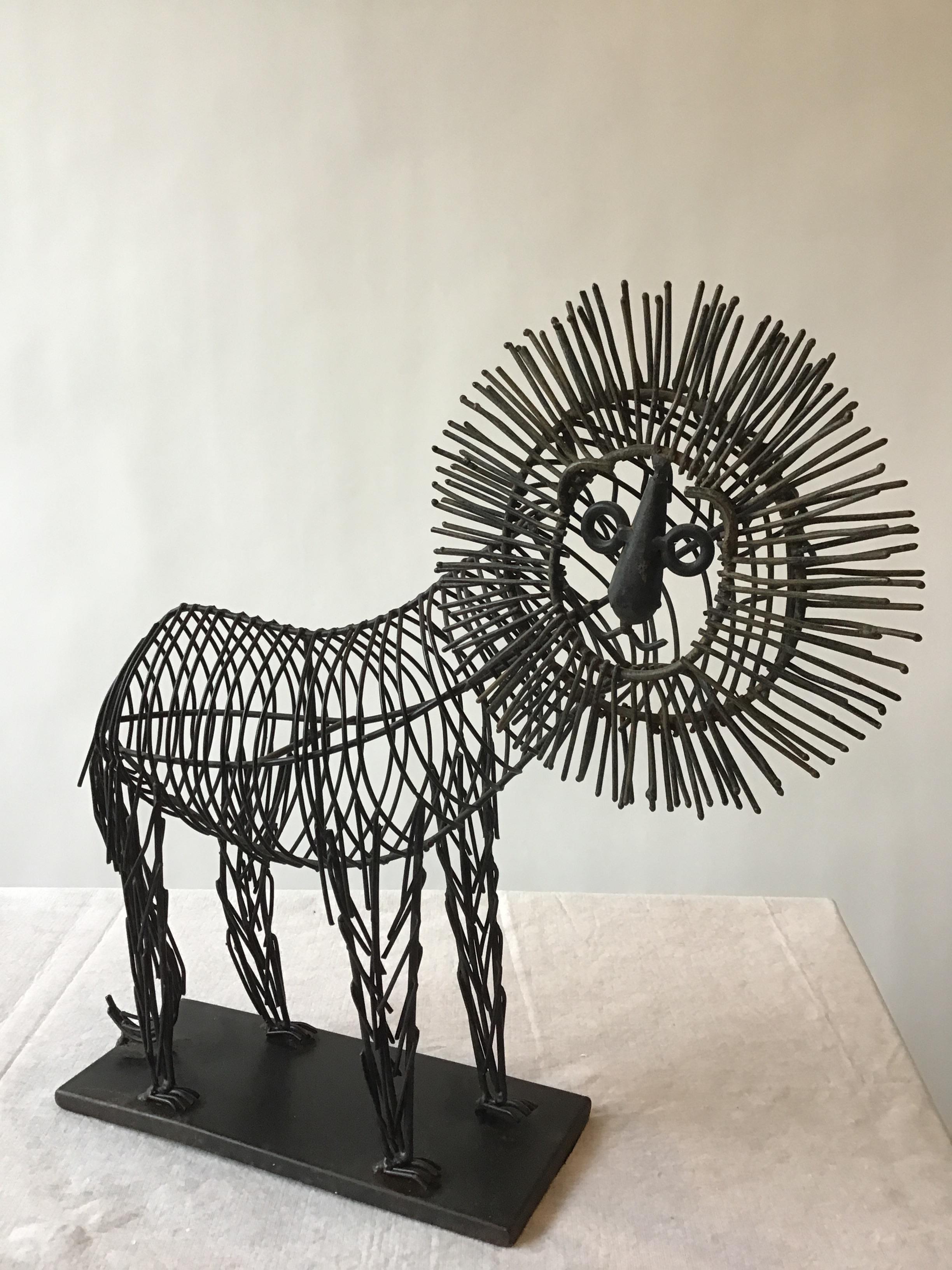 1970s Iron Lion Sculpture In Good Condition In Tarrytown, NY