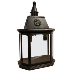 Lanterna da parete in ferro degli anni '70 dipinta di nero