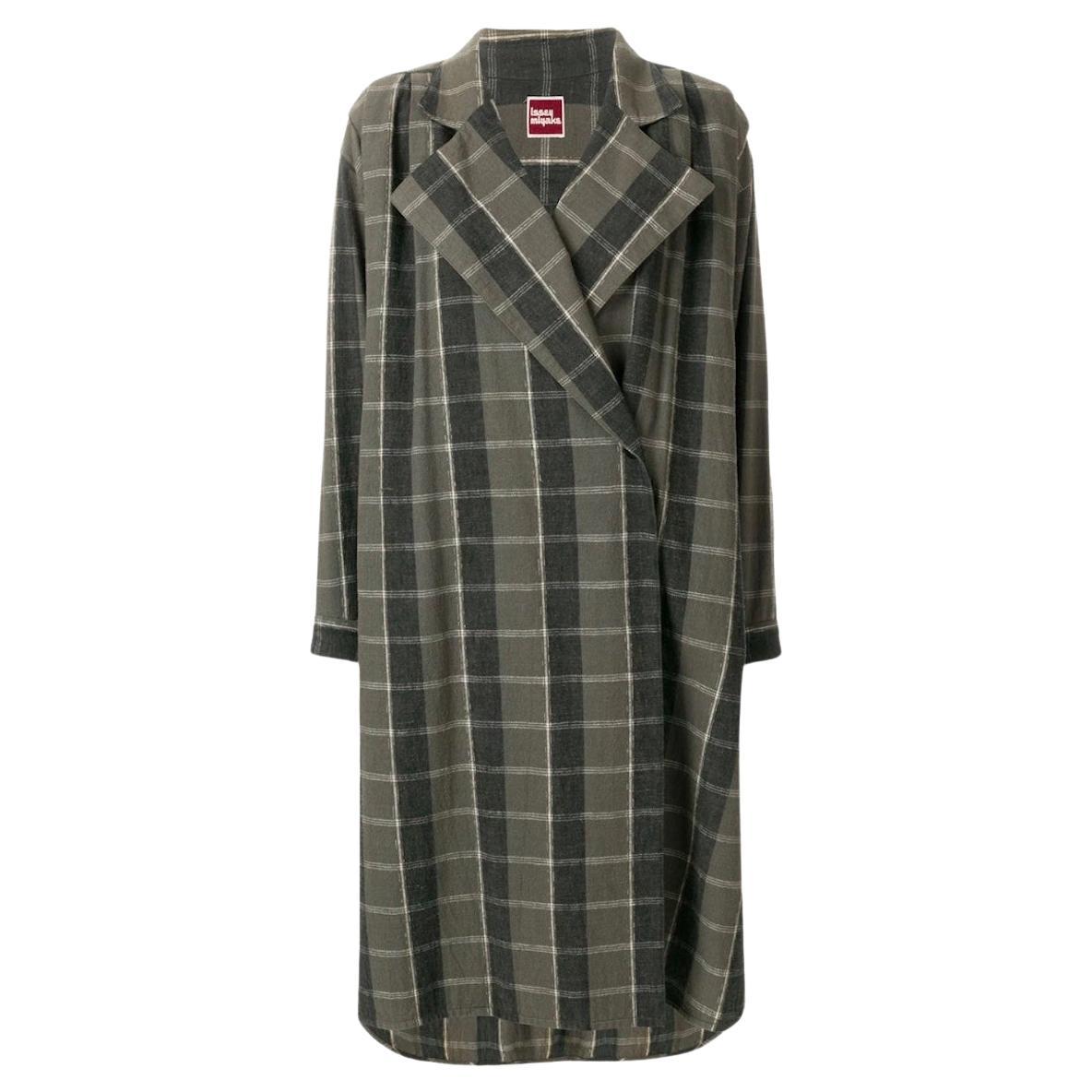 1970s Issey Miyake oversize check coat For Sale