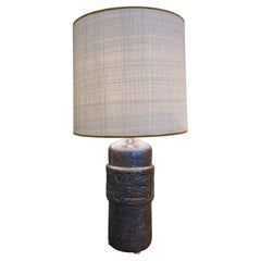 1970s Italian Pair of Unique Gilded Earth Tone Pottery Lamps