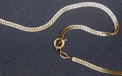 1970's Italian 14 Kt Gold Flat Curb Link Necklace