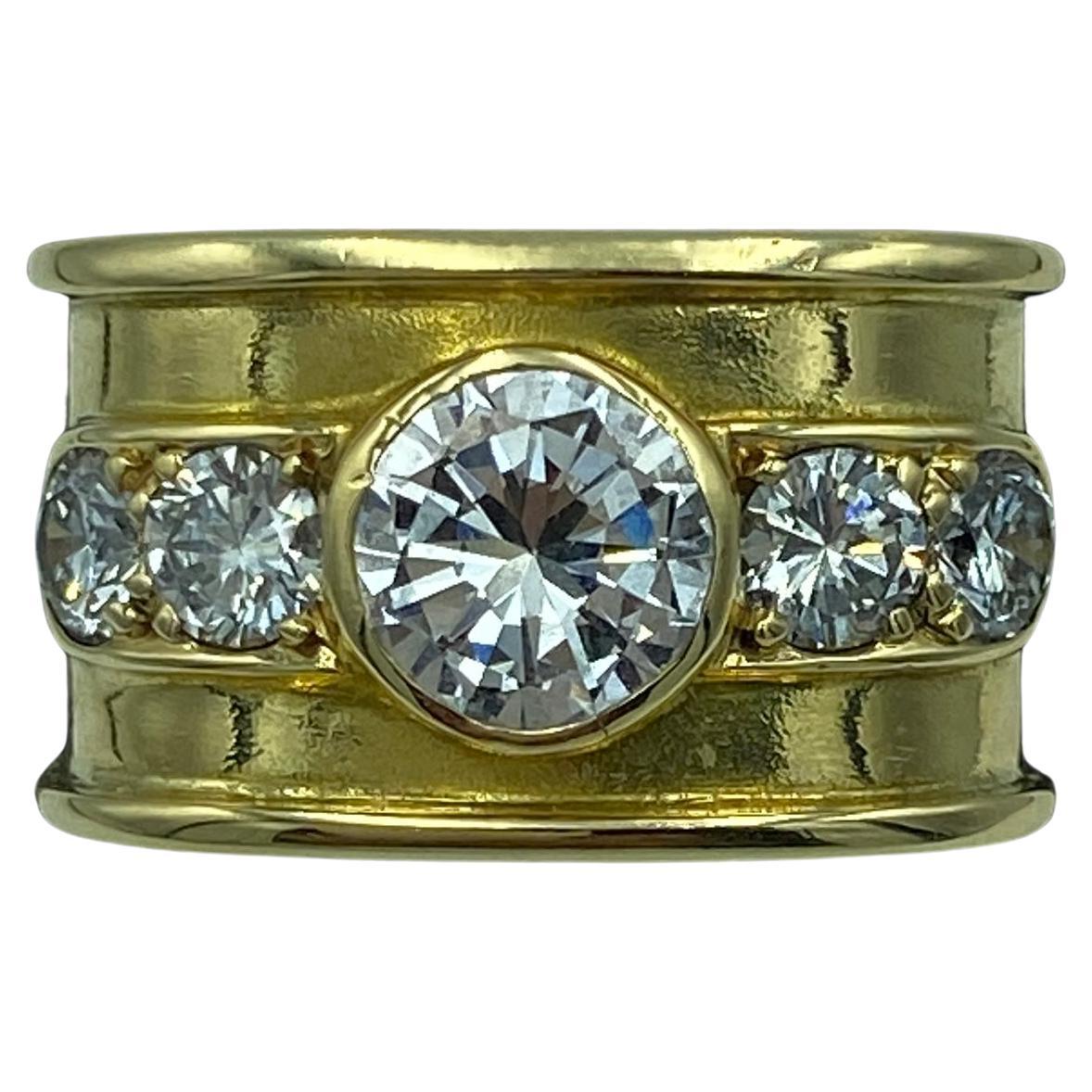 1970s Italian 18 carat gold and diamond cocktail ring For Sale