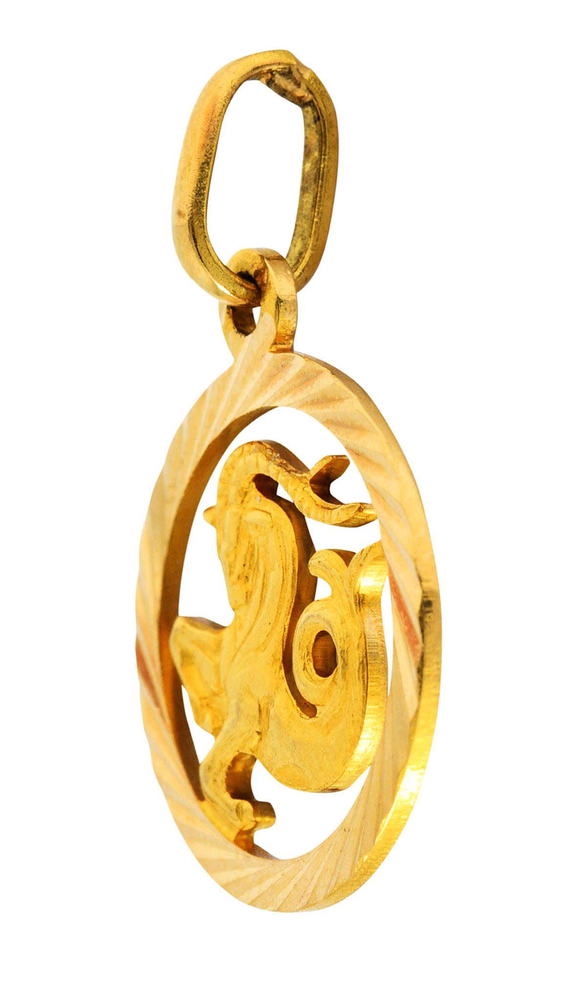 Contemporary 1970's Italian 18 Karat Yellow Gold Capricorn Zodiac Charm