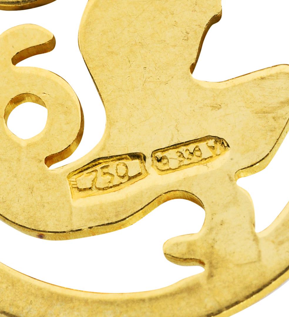 1970's Italian 18 Karat Yellow Gold Capricorn Zodiac Charm In Excellent Condition In Philadelphia, PA