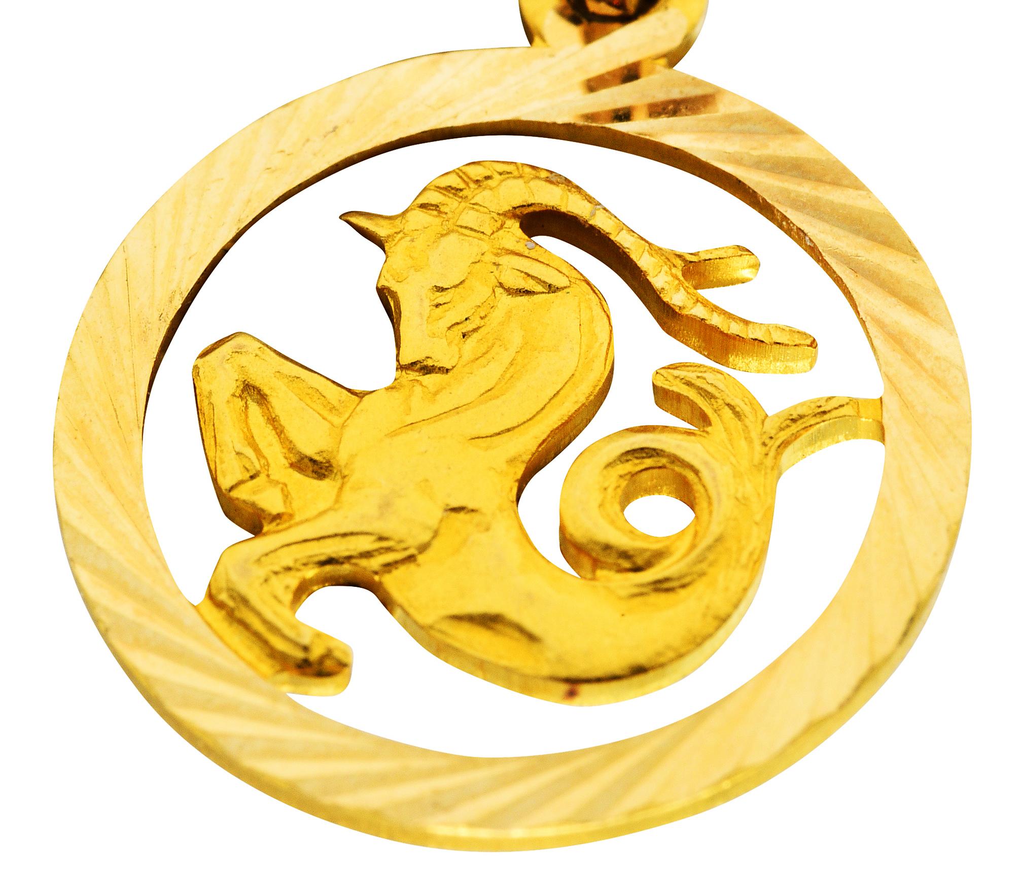 Women's or Men's 1970's Italian 18 Karat Yellow Gold Capricorn Zodiac Charm