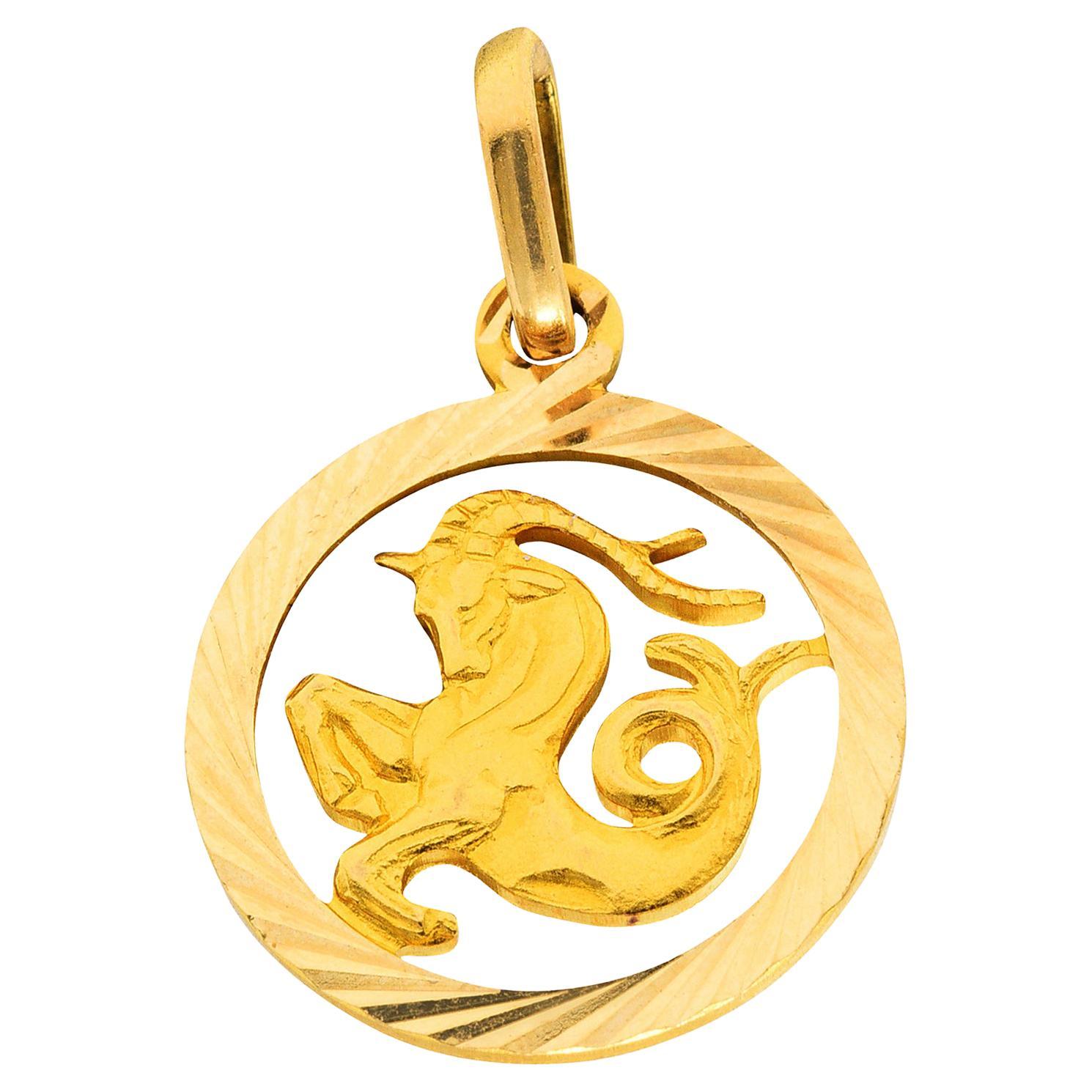 1970's Italian 18 Karat Yellow Gold Capricorn Zodiac Charm