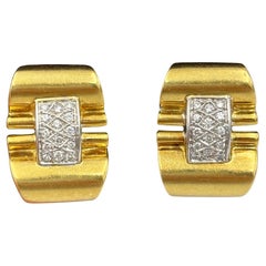 1970s Italian 18k gold and diamond retro earrings